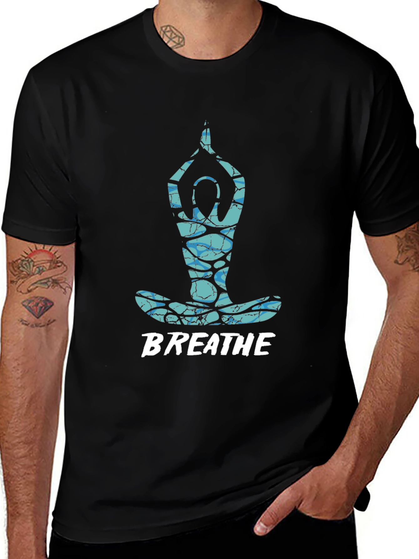 Breathe Yoga Pose Graphic Tee - Black