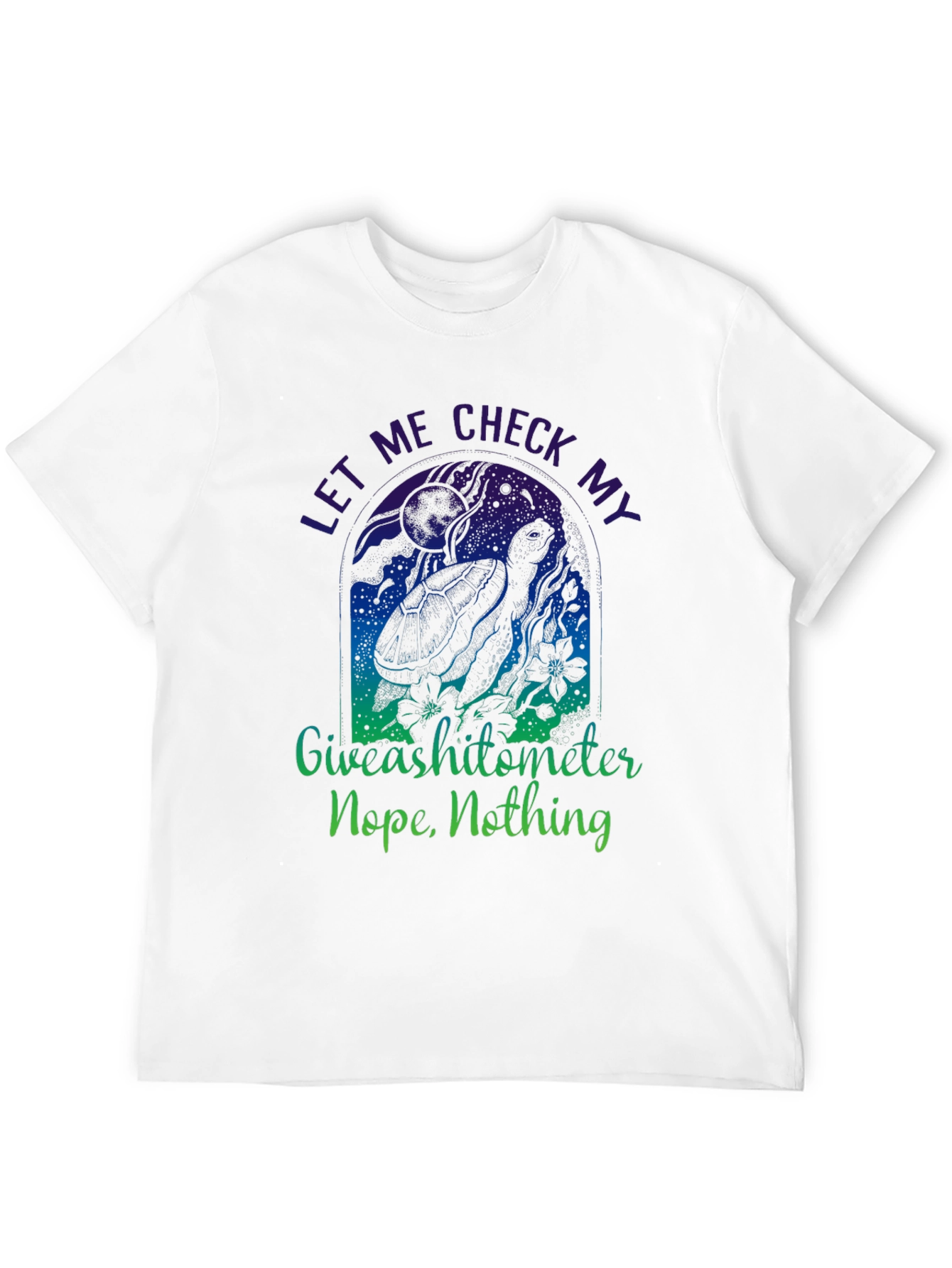 Funny Turtle Giveashitometer Mens Black T-Shirt