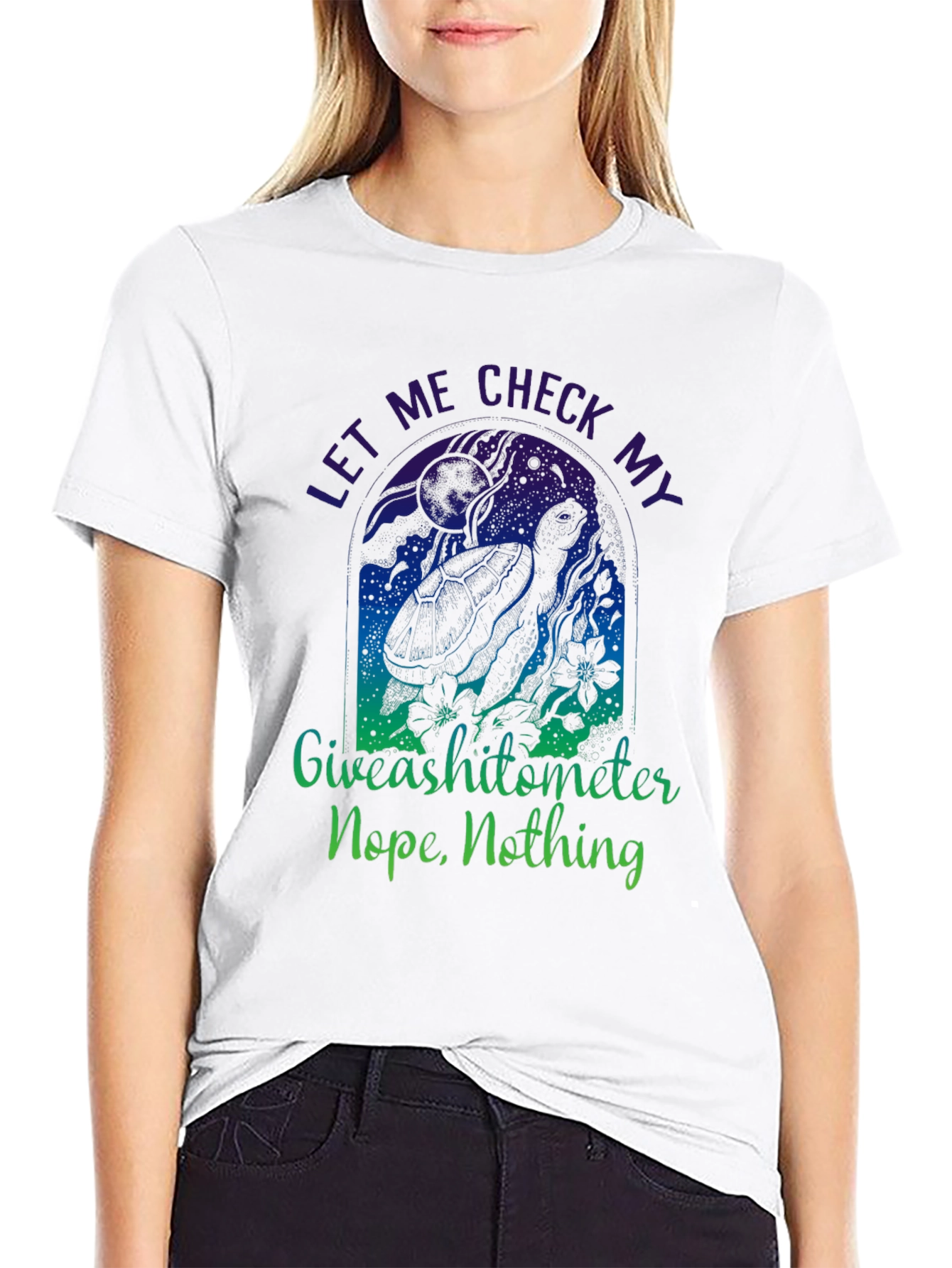 Funny Turtle Giveashitometer Mens Black T-Shirt