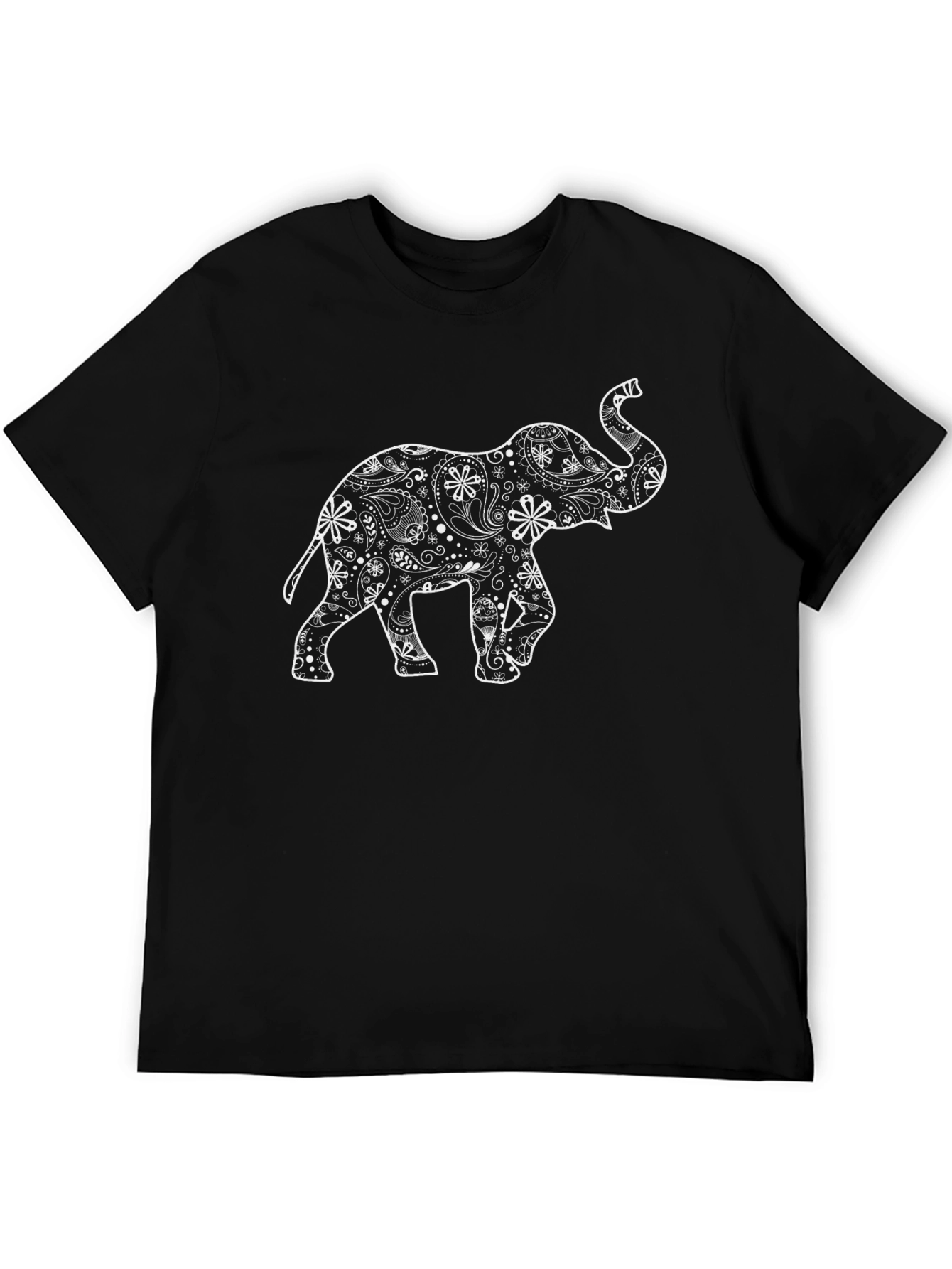 Elephant Graphic Tee - Black Cotton Blend T-Shirt