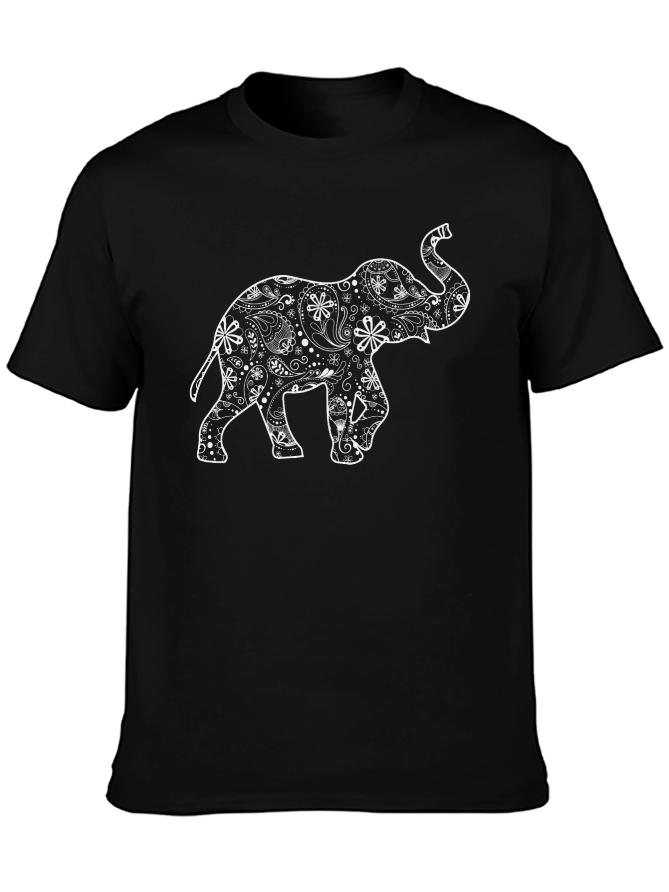 Elephant Graphic Tee - Black Cotton Blend T-Shirt