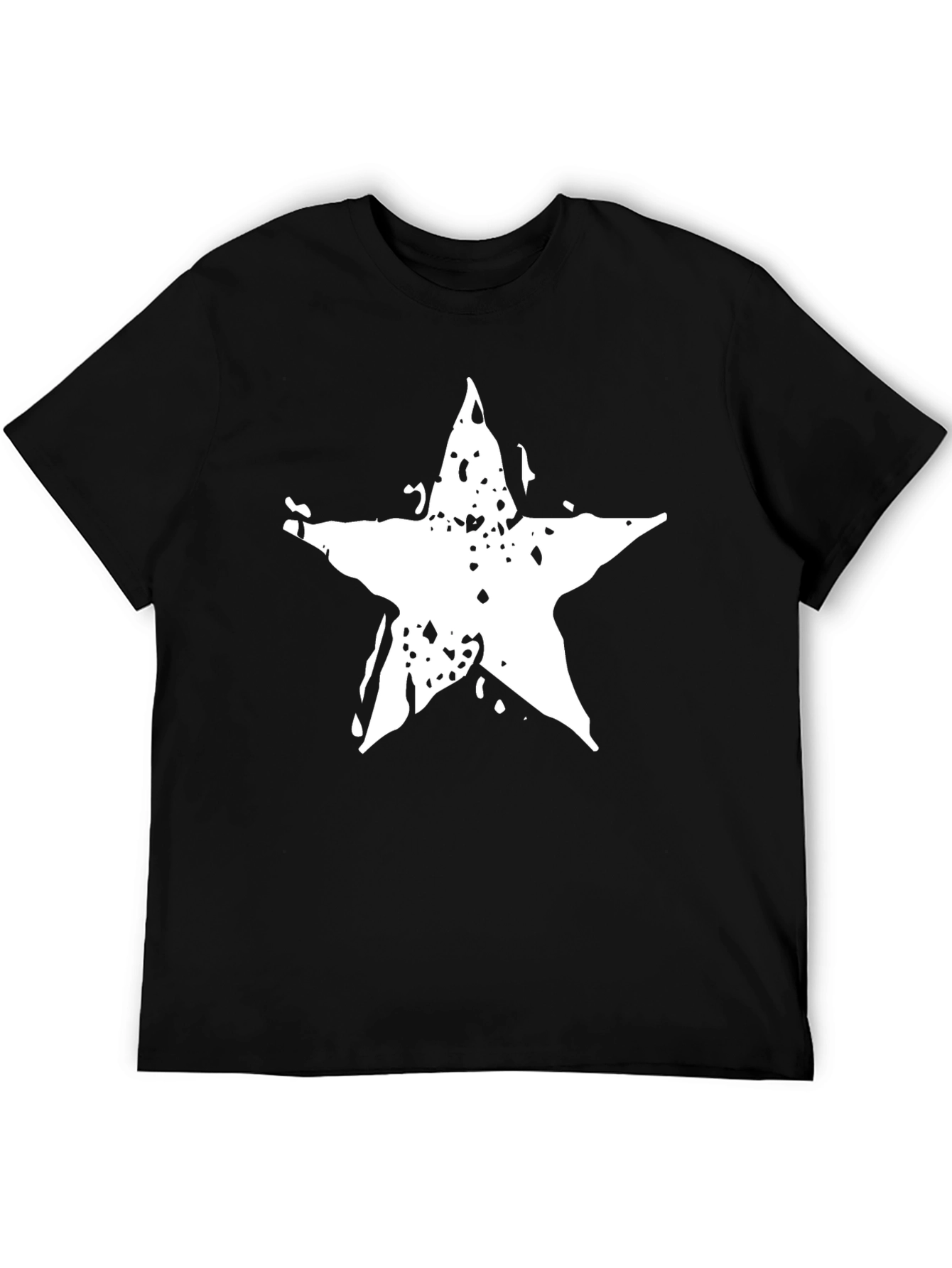 Black T-Shirt with Distressed Star Graphic