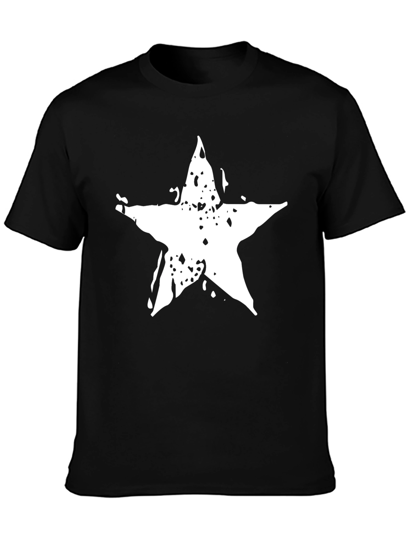 Black T-Shirt with Distressed Star Graphic