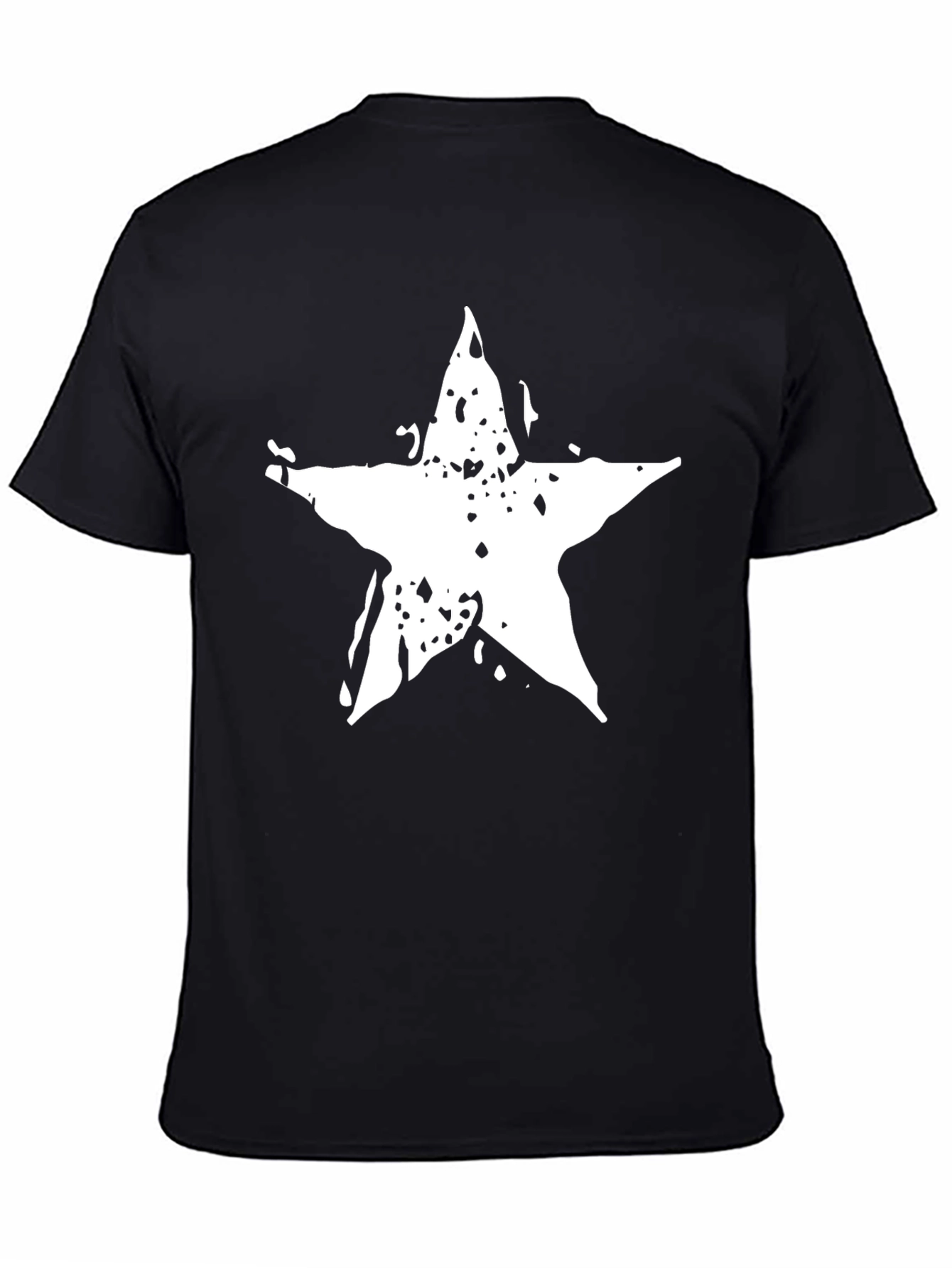 Black T-Shirt with Distressed Star Graphic