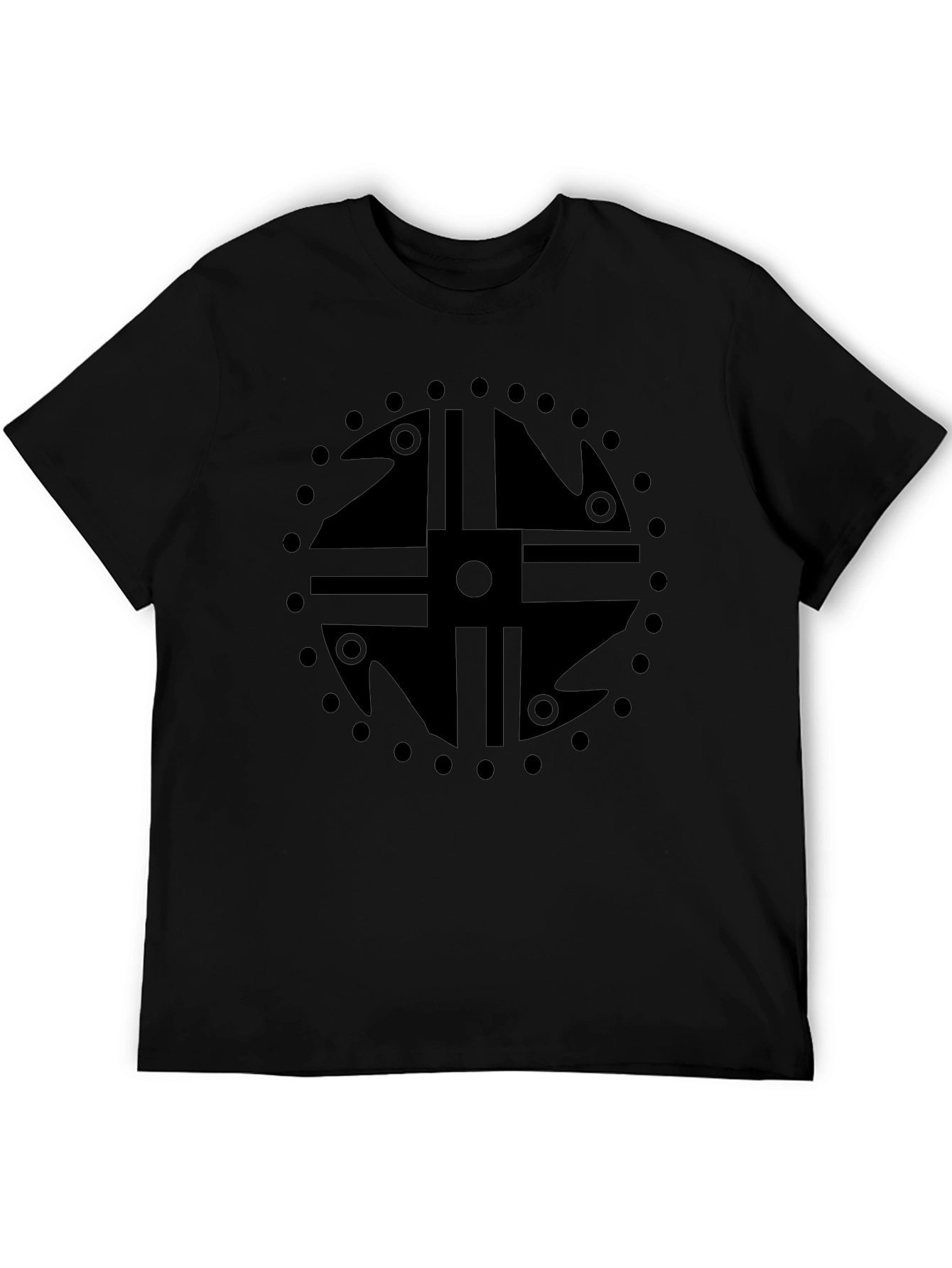 Black T-Shirt with Geometric Circle Design
