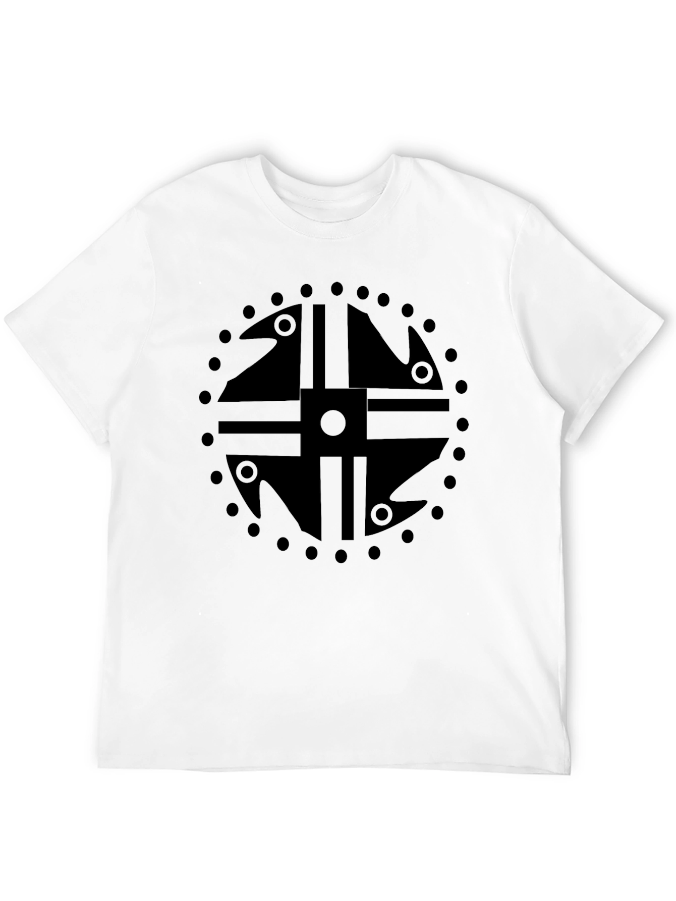 Black T-Shirt with Geometric Circle Design