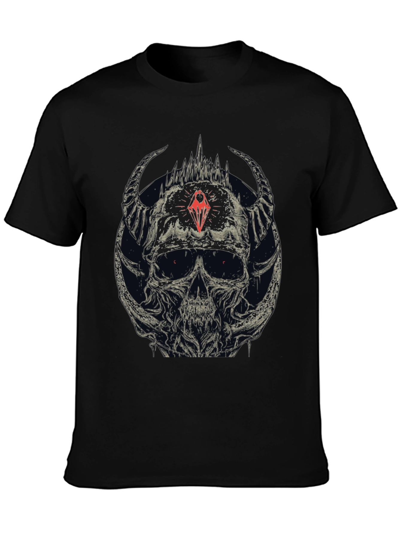 Skull & Horns Graphic Black T-Shirt