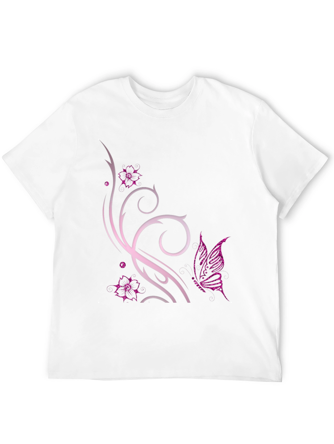 Butterfly Floral Graphic Black T-Shirt