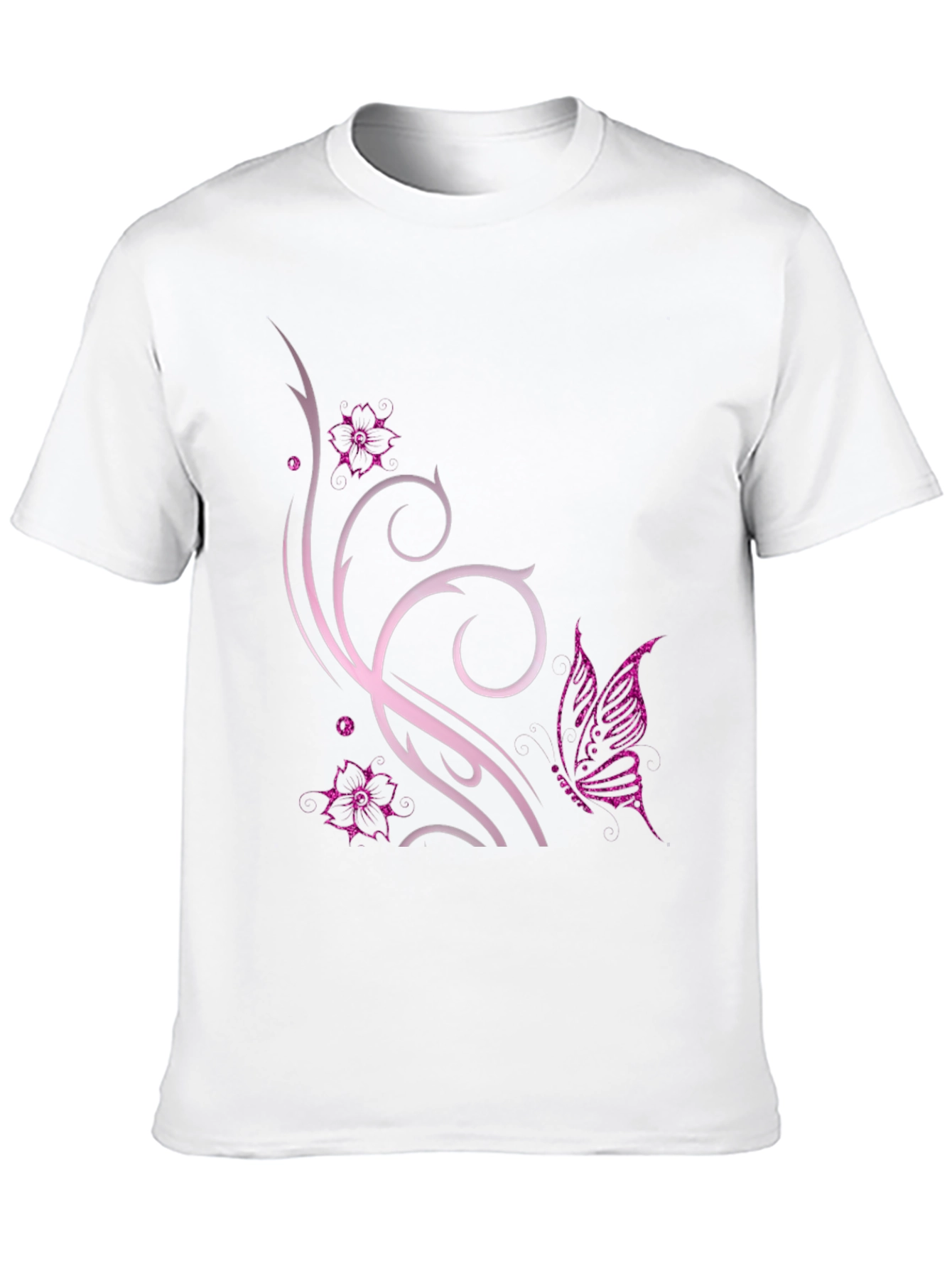 Butterfly Floral Graphic Black T-Shirt