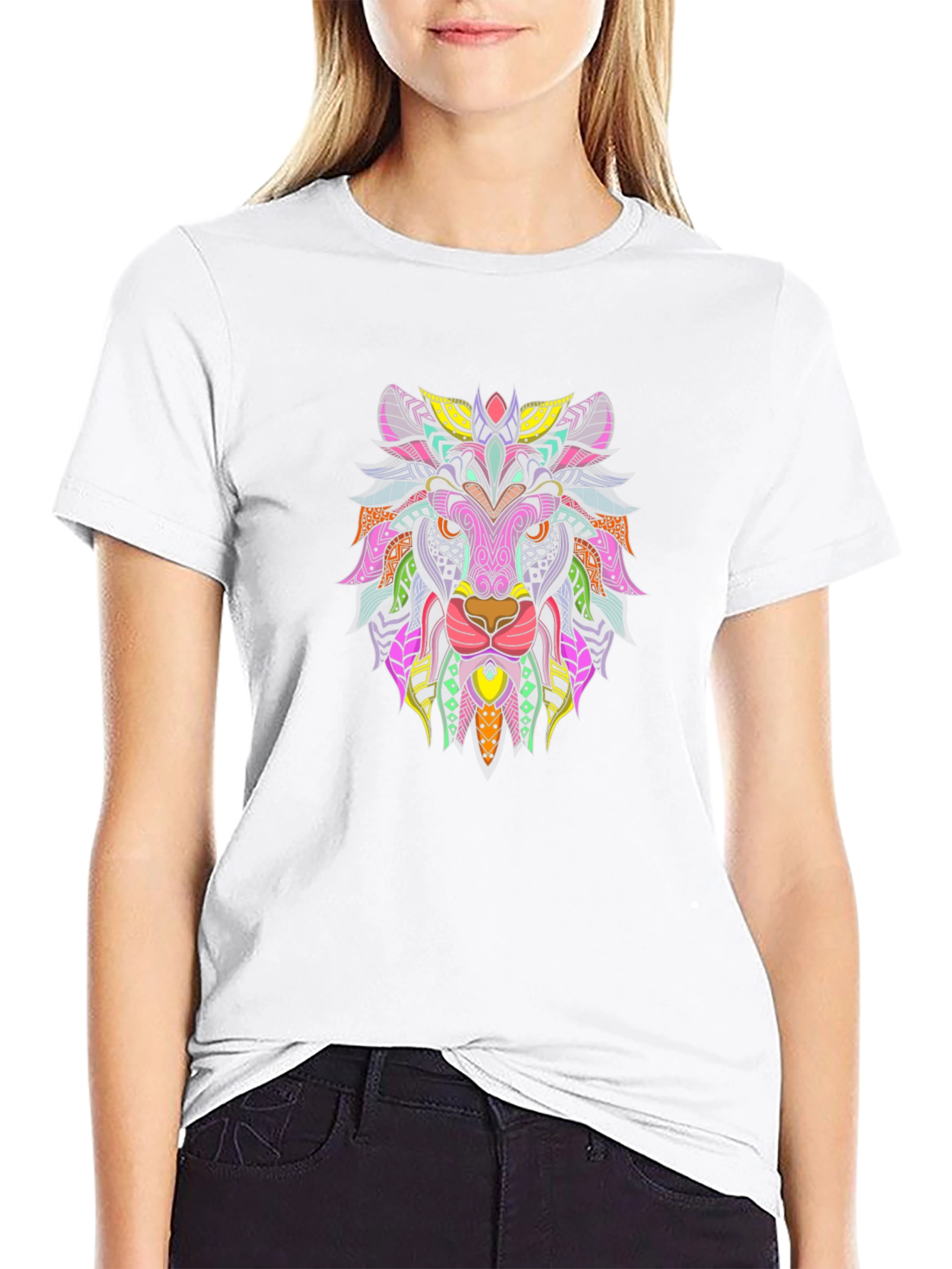 Vibrant Lion Graphic Tee - Mens Black T-Shirt