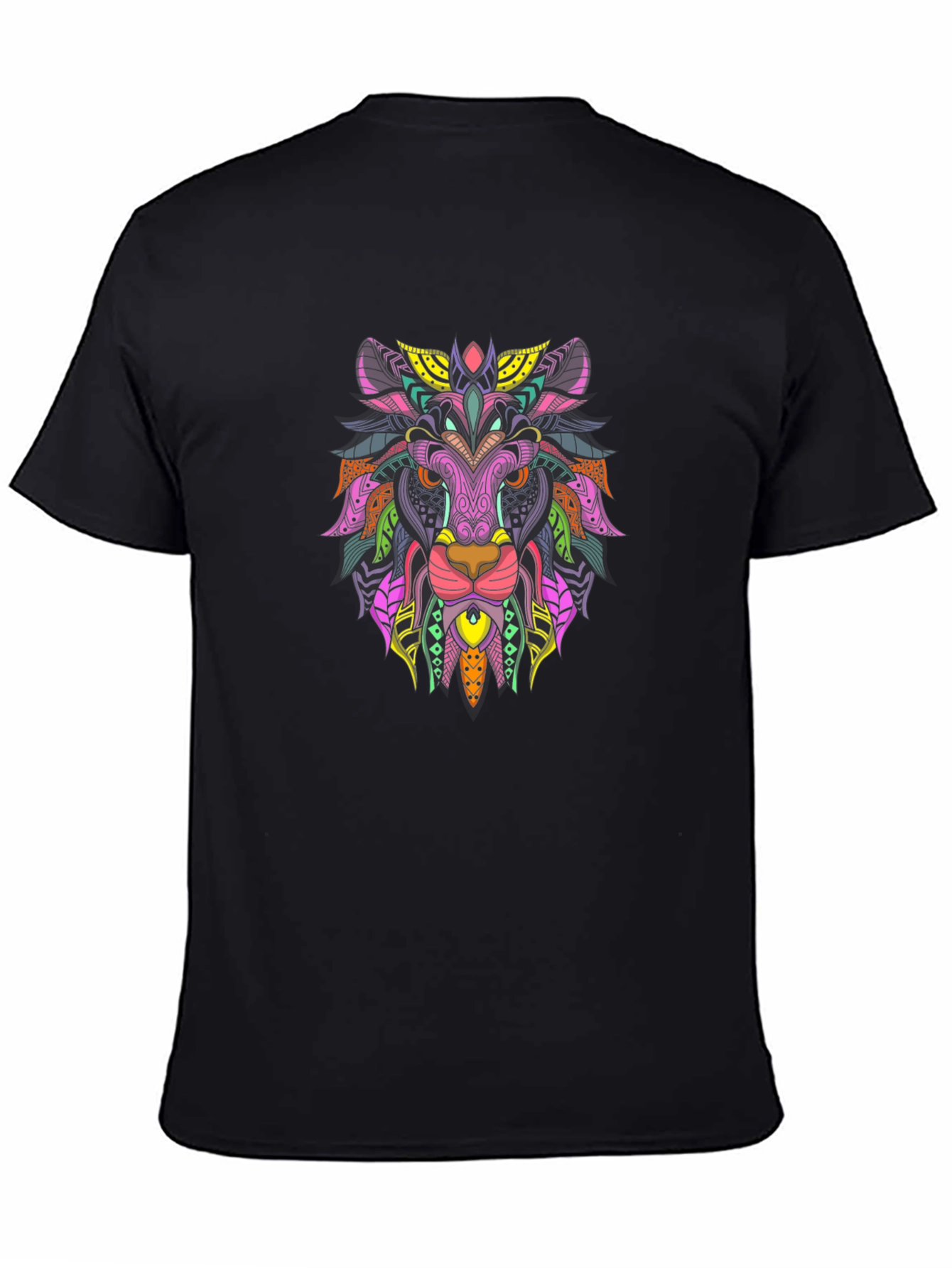 Vibrant Lion Graphic Tee - Mens Black T-Shirt