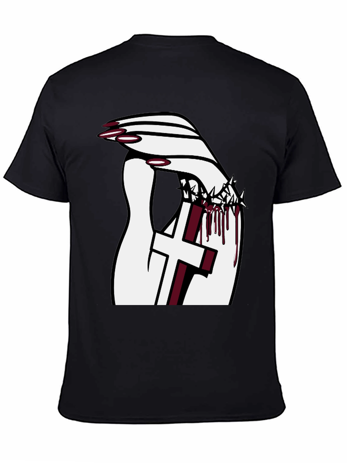Hand Holding Cross Graphic Tee - Black