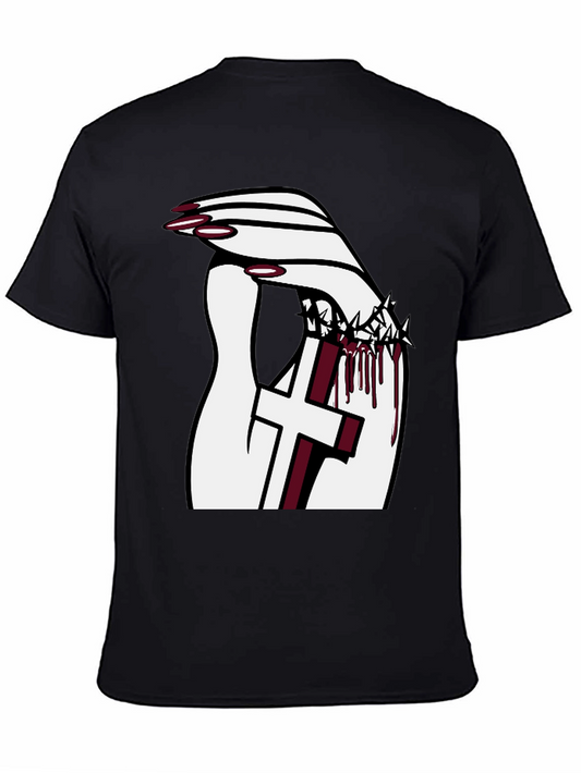 Hand Holding Cross Graphic Tee - Black