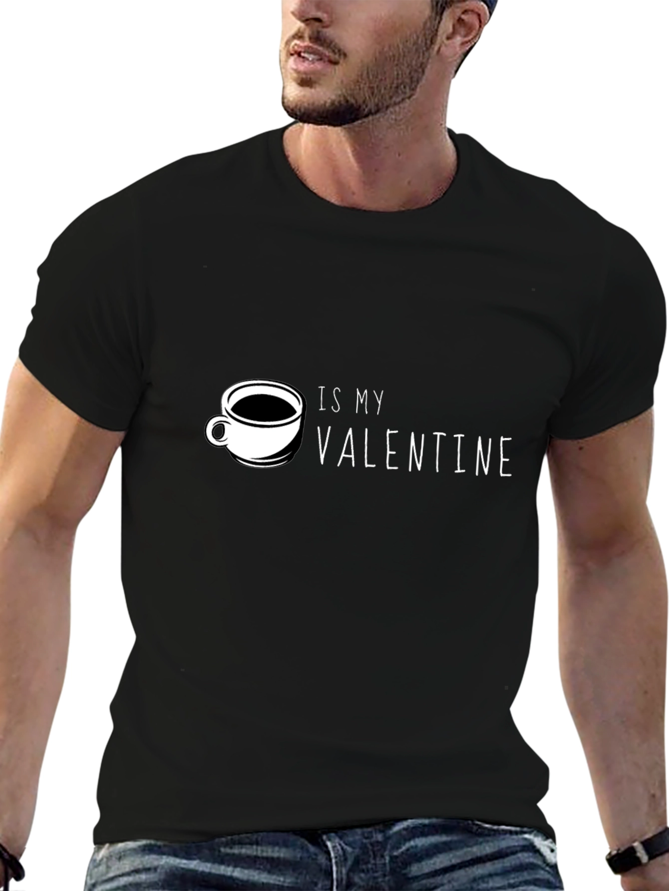 Coffee is My Valentine Black Graphic Tee