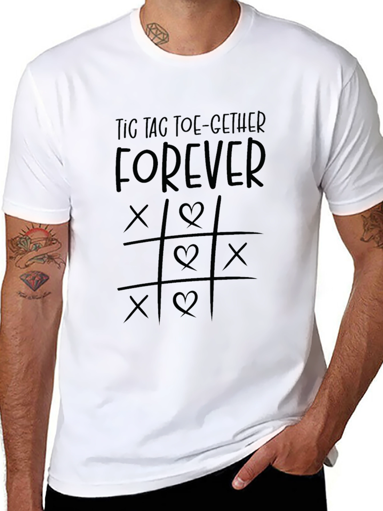 Tic Tac Toe-gether Forever Black T-Shirt