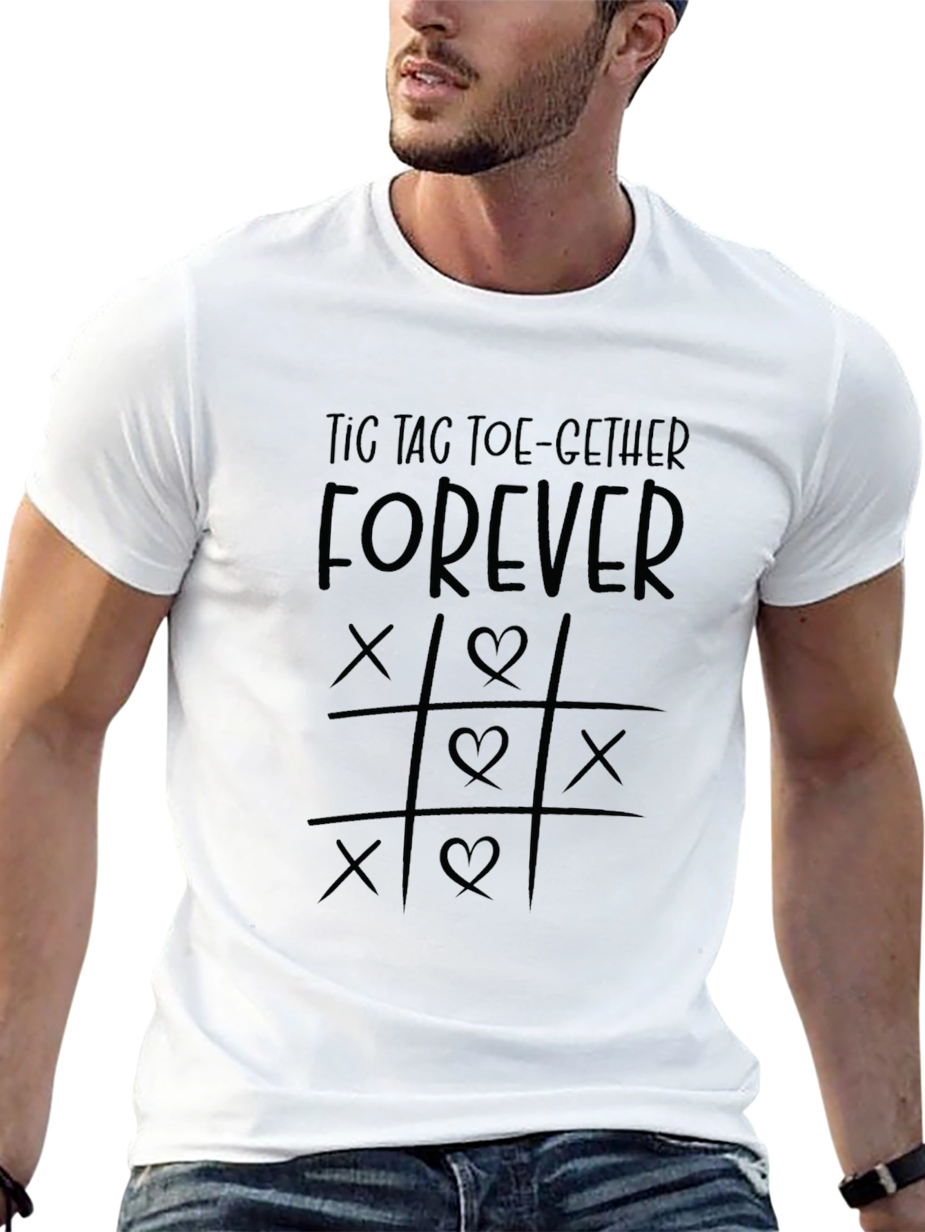 Tic Tac Toe-gether Forever Black T-Shirt
