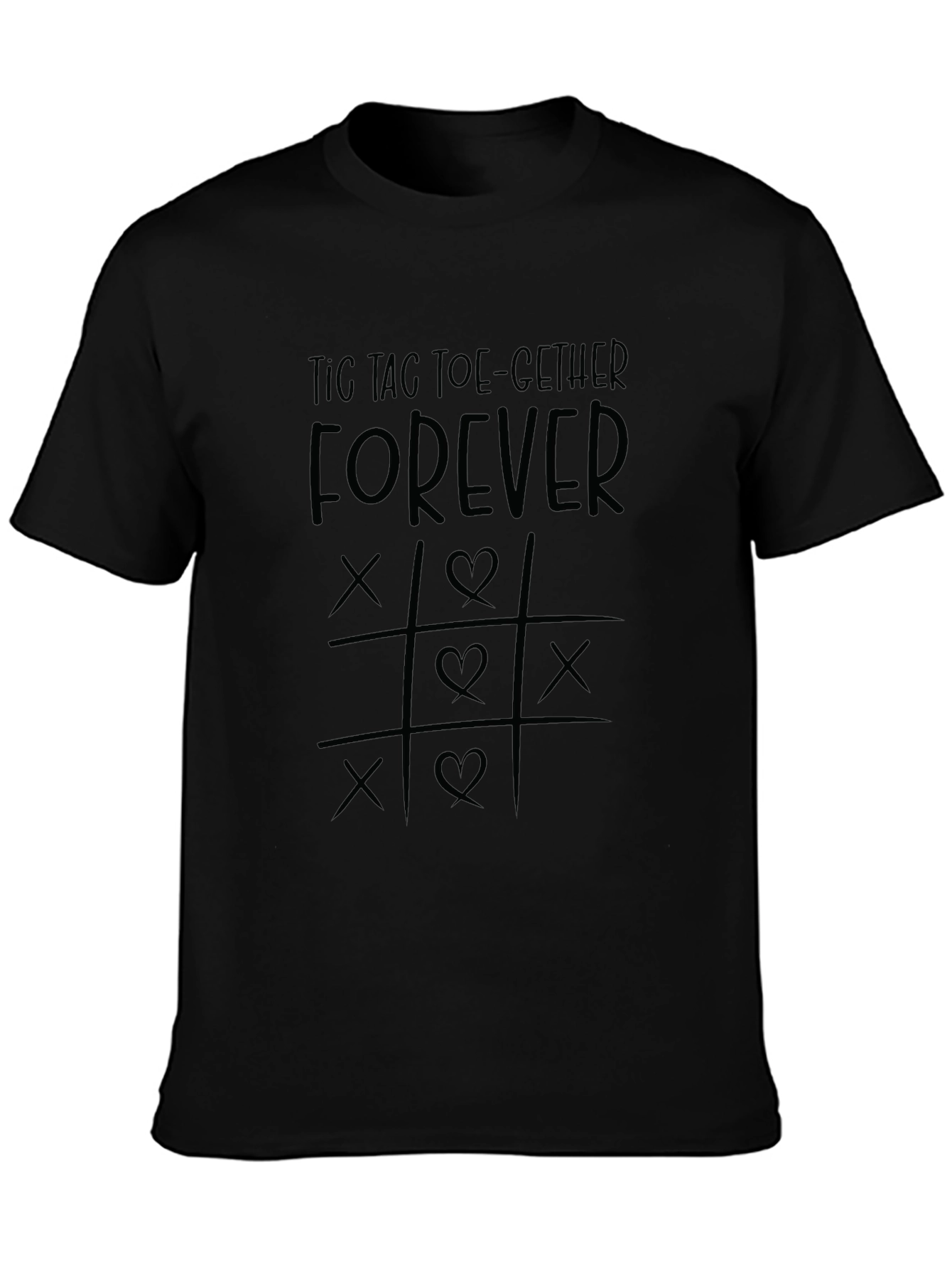 Tic Tac Toe-gether Forever Black T-Shirt