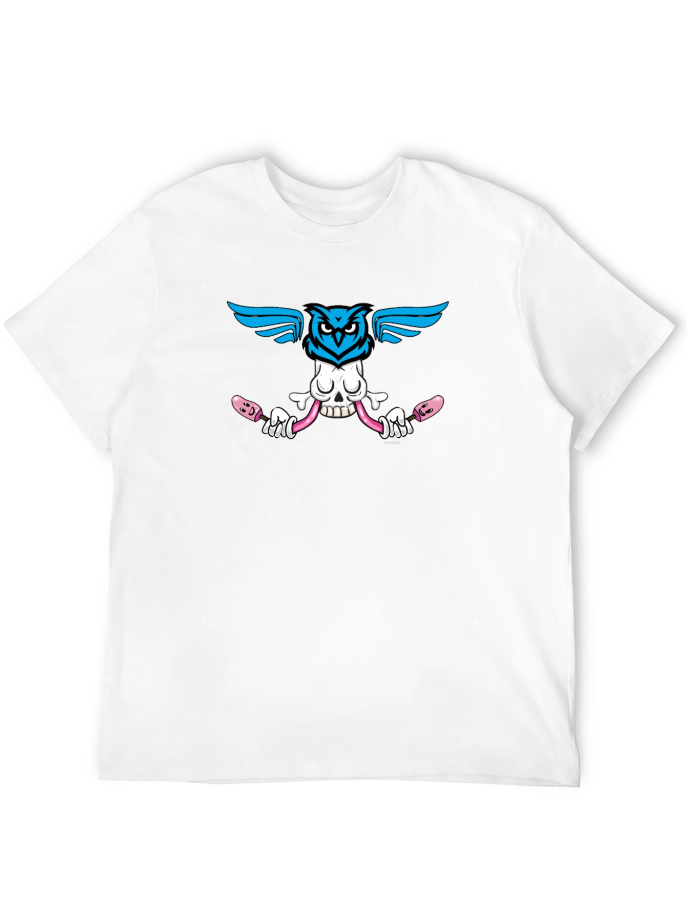 Skull Owl Graphic Print Black T-Shirt