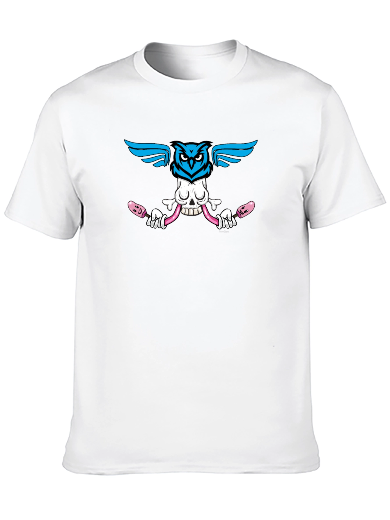 Skull Owl Graphic Print Black T-Shirt