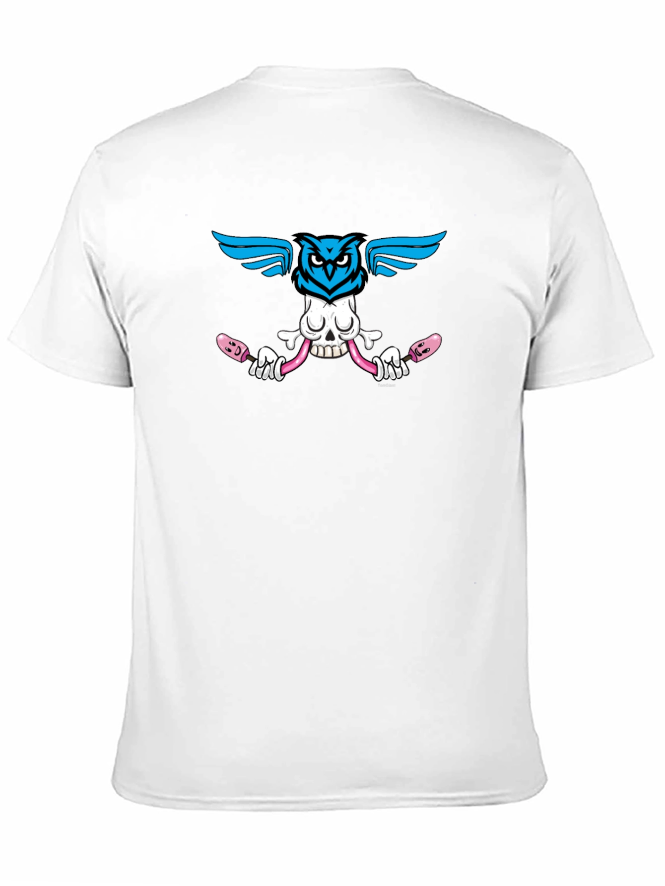 Skull Owl Graphic Print Black T-Shirt