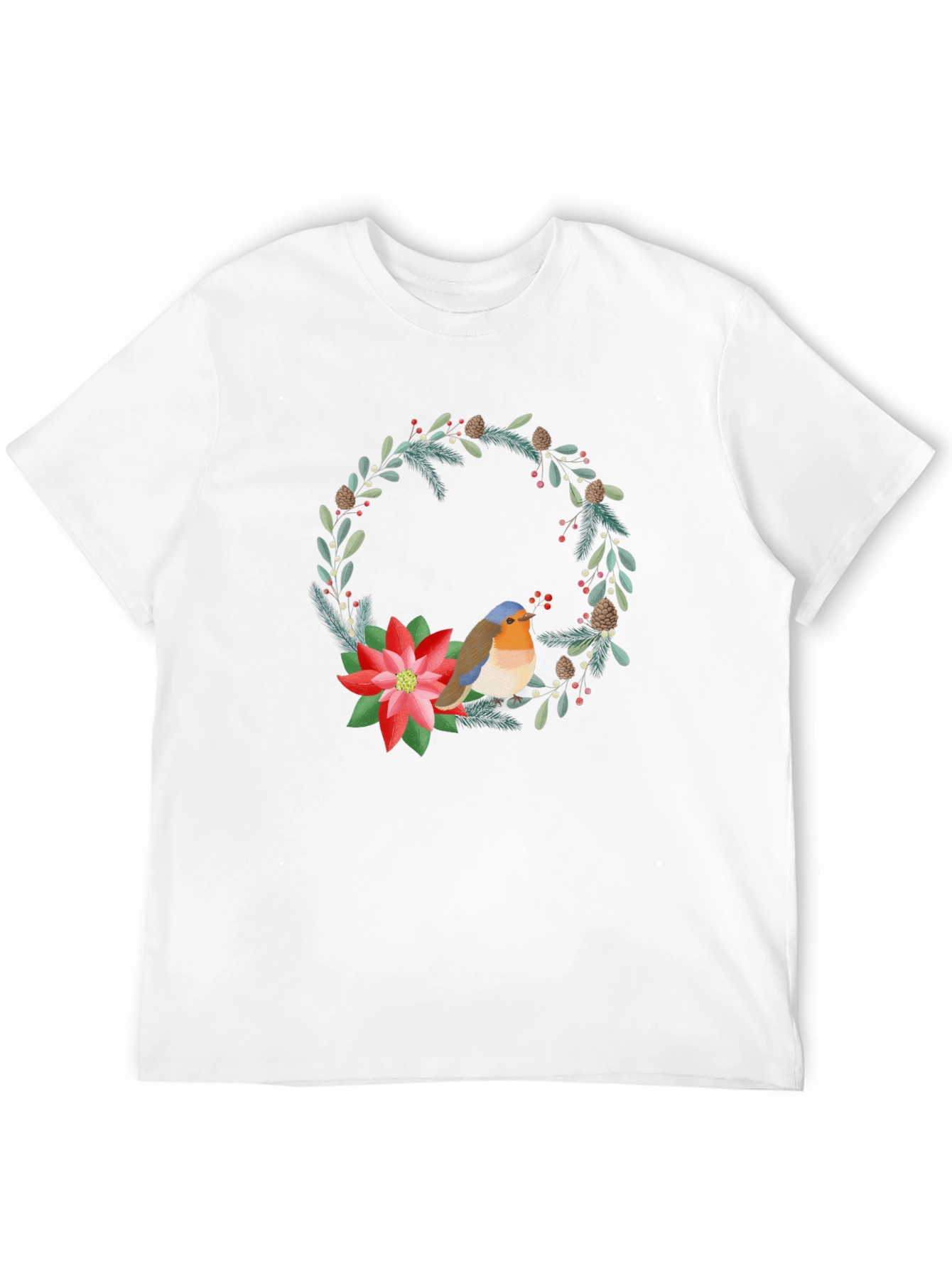 Festive Robin Wreath Graphic Tee