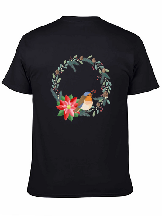 Festive Robin Wreath Graphic Tee