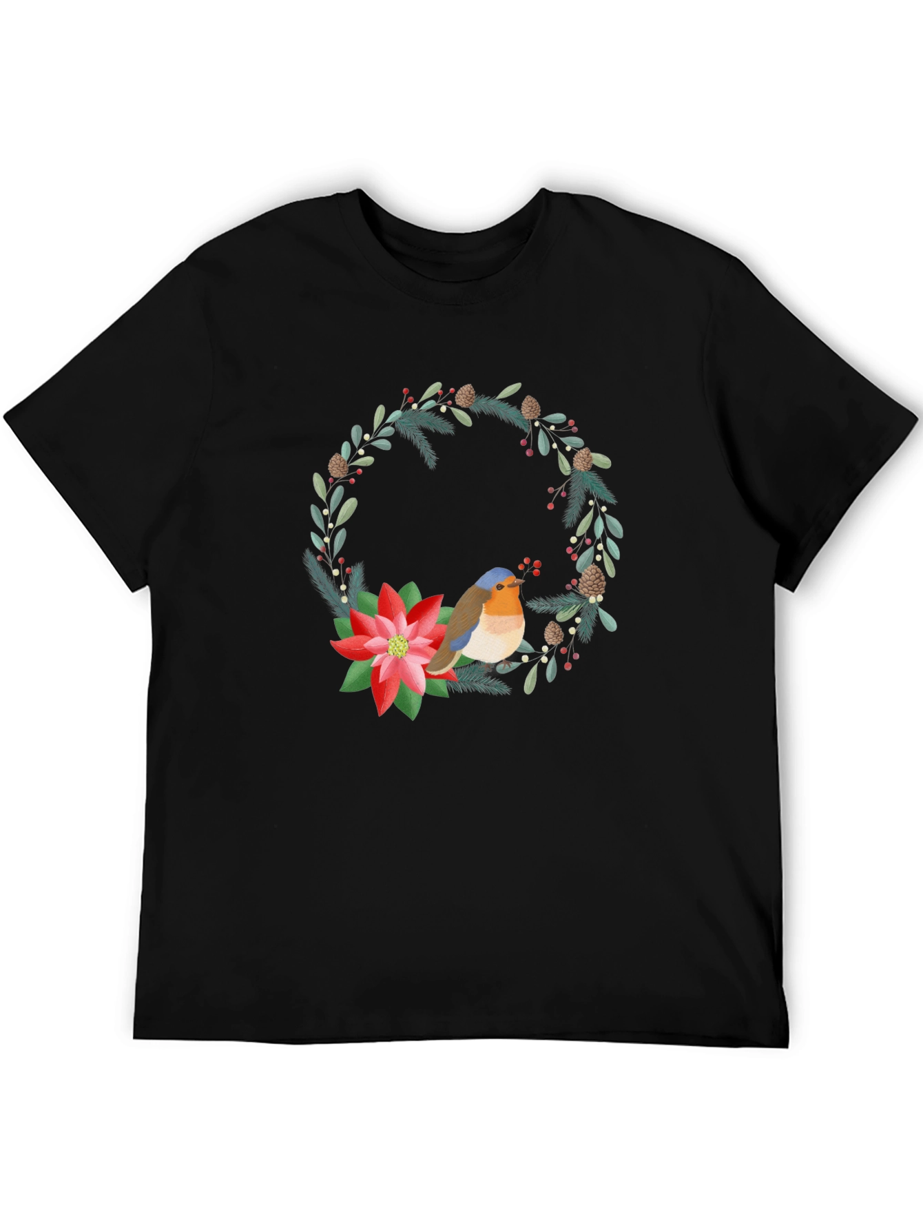 Festive Robin Wreath Graphic Tee