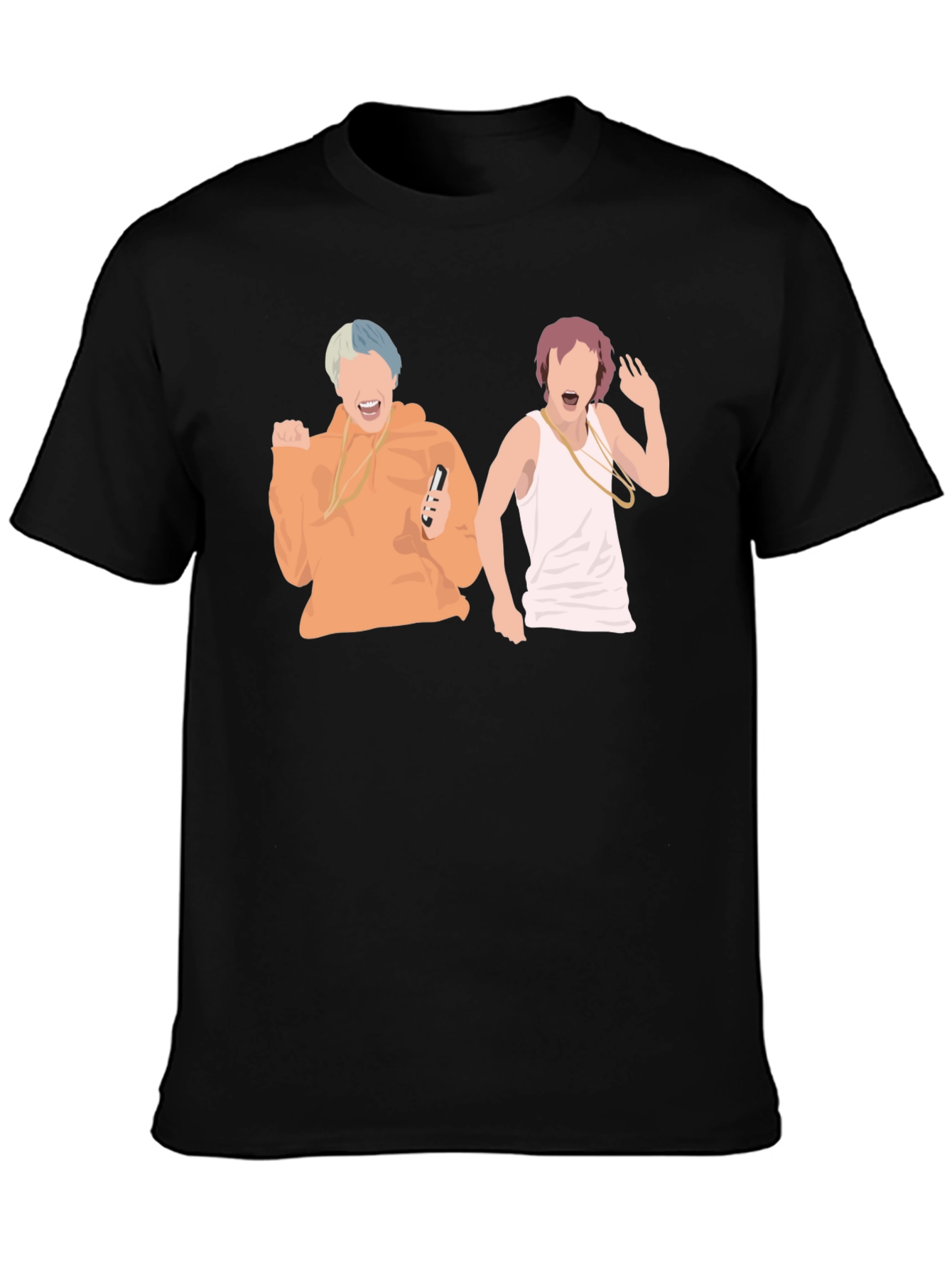 Black T-Shirt with Illustrated Music Band Design