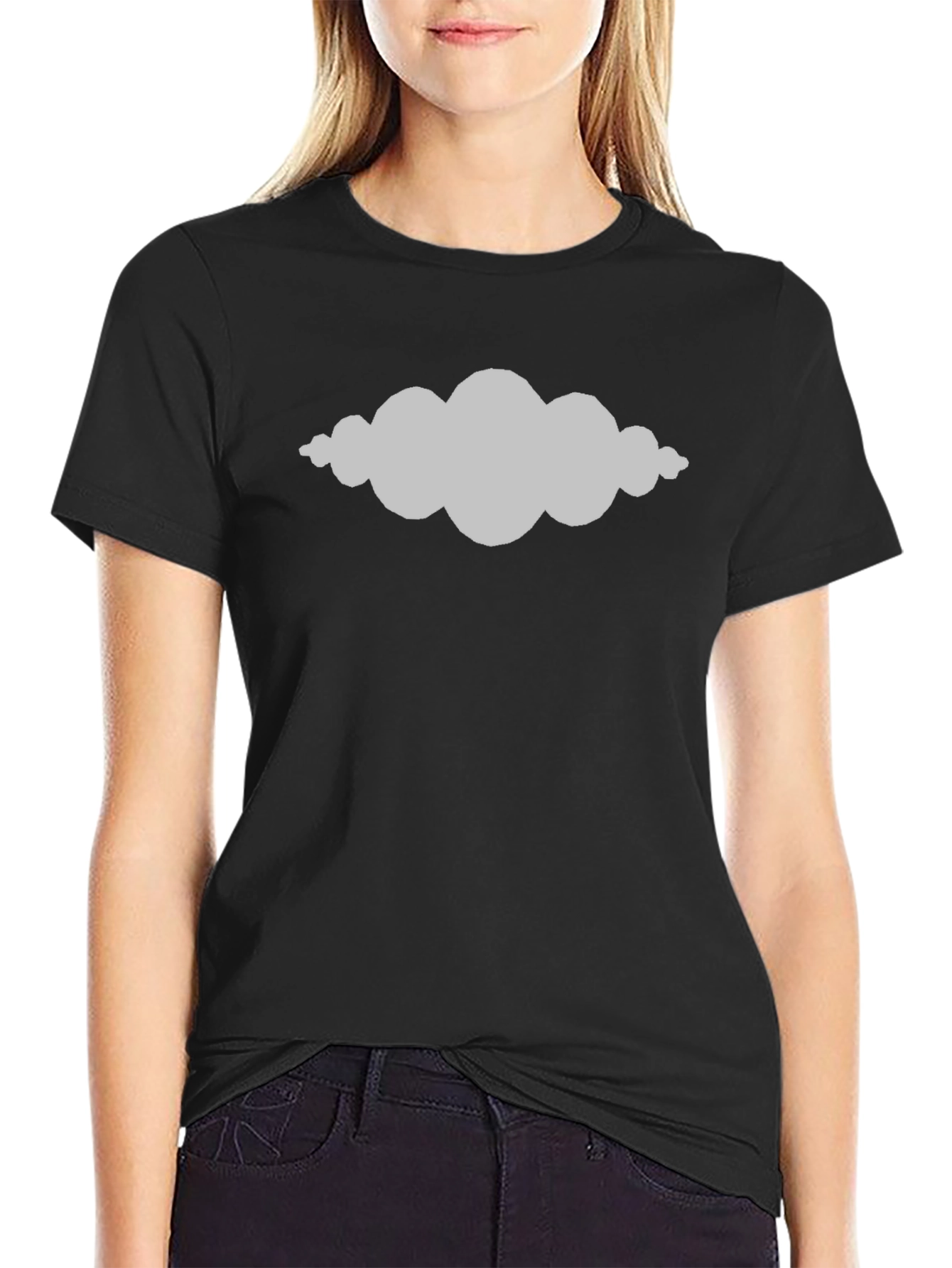 Mens Black T-Shirt with Abstract Cloud Design