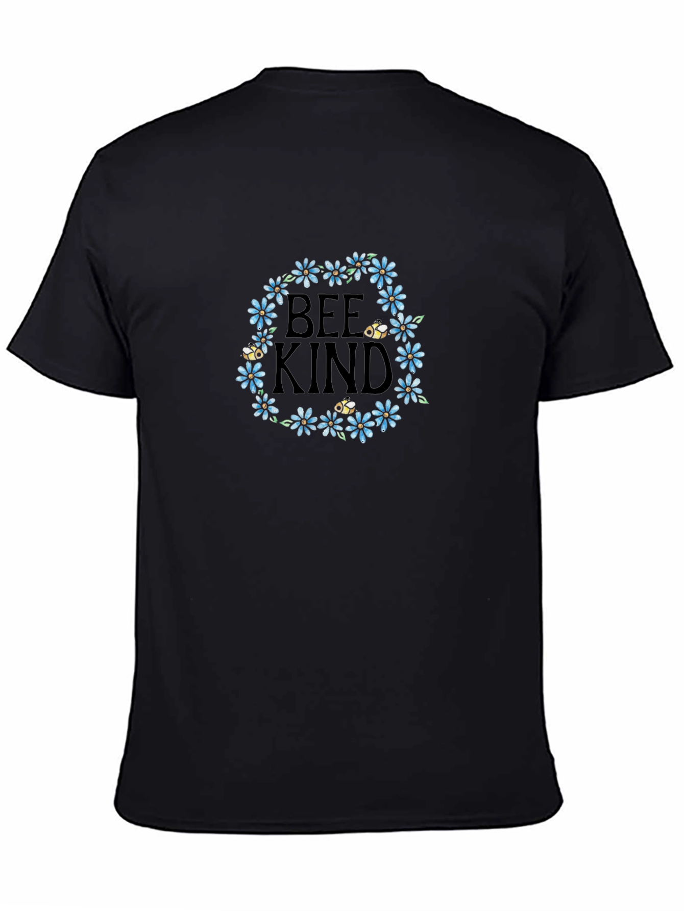 Bee Kind Floral Wreath Black T-Shirt