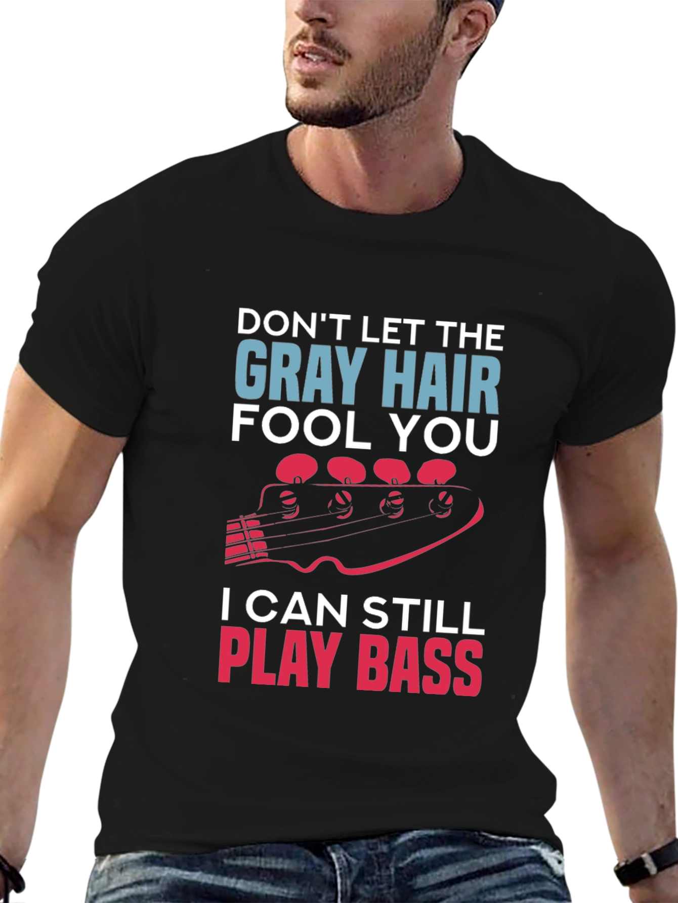 Gray Hair Bass Player T-Shirt
