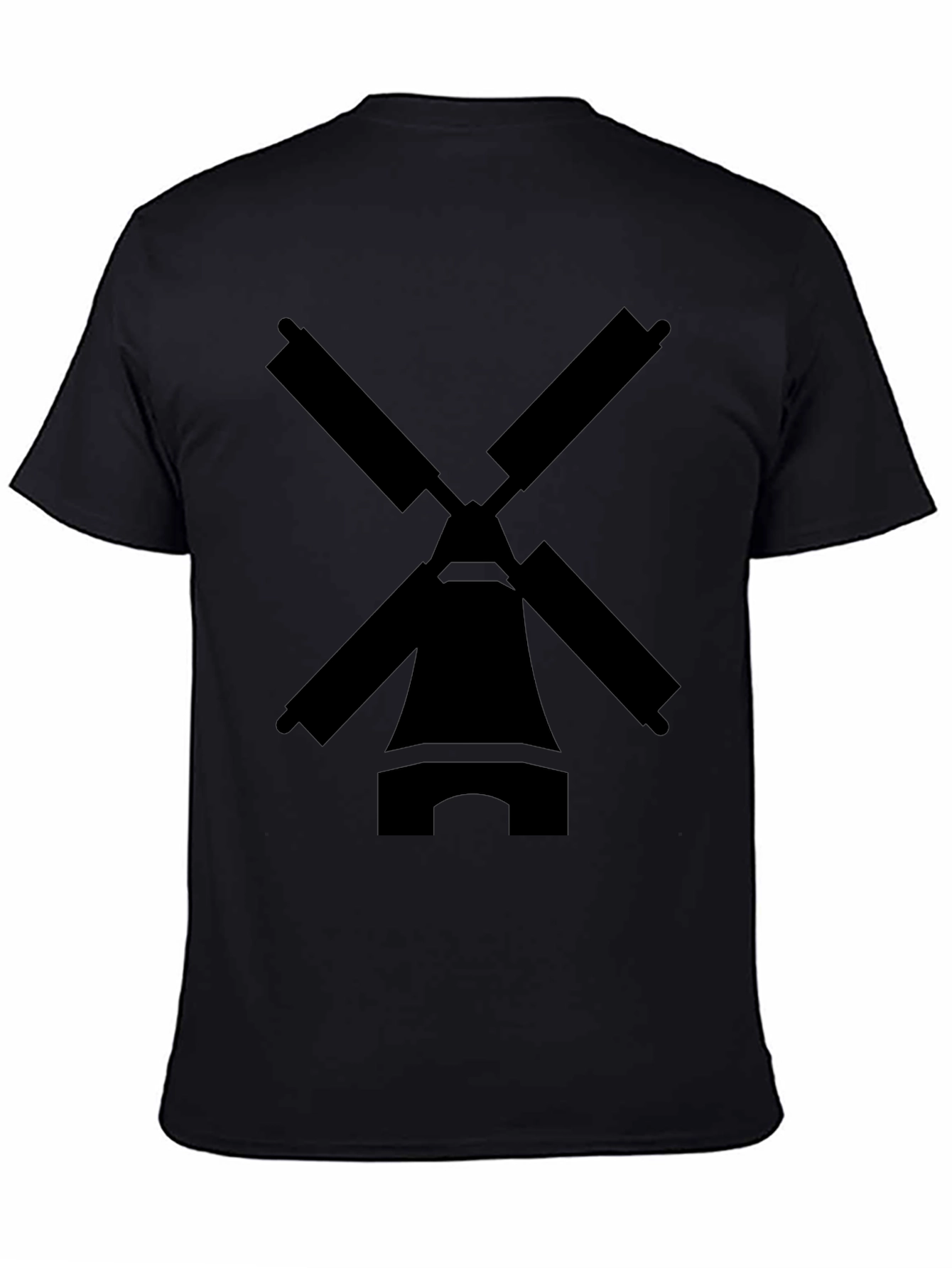 Windmill Graphic Tee - Black Cotton Blend T-Shirt