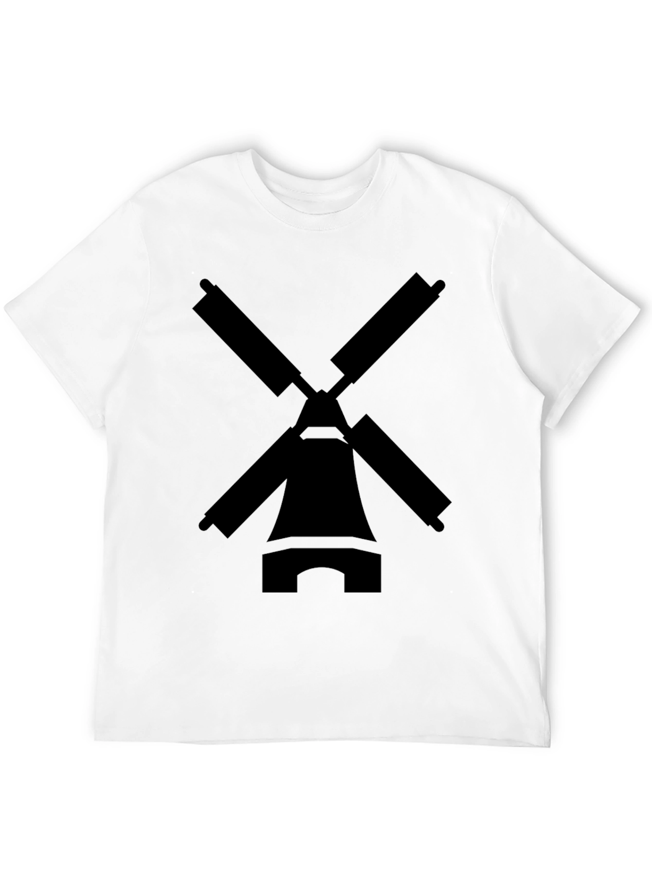 Windmill Graphic Tee - Black Cotton Blend T-Shirt