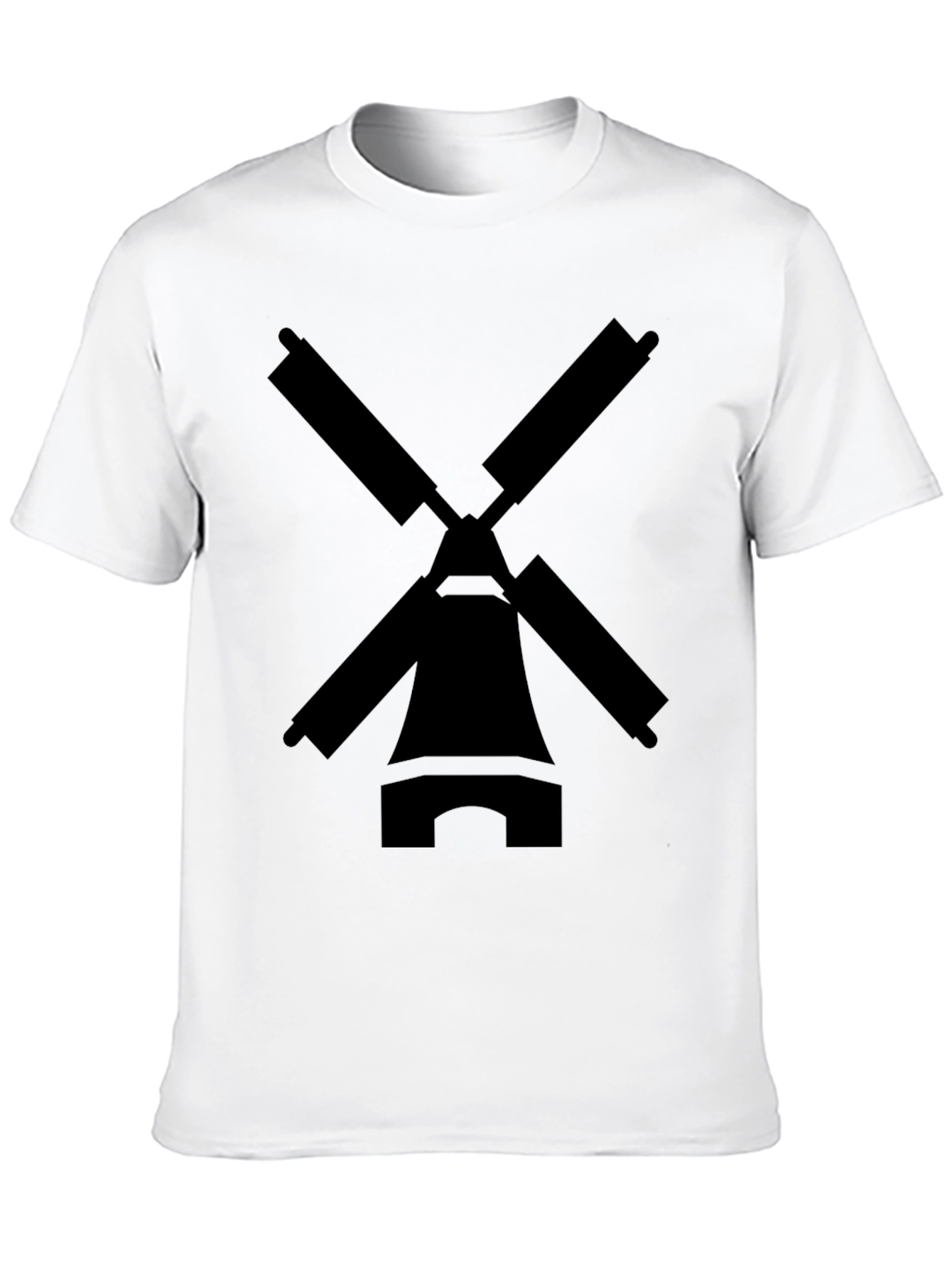 Windmill Graphic Tee - Black Cotton Blend T-Shirt
