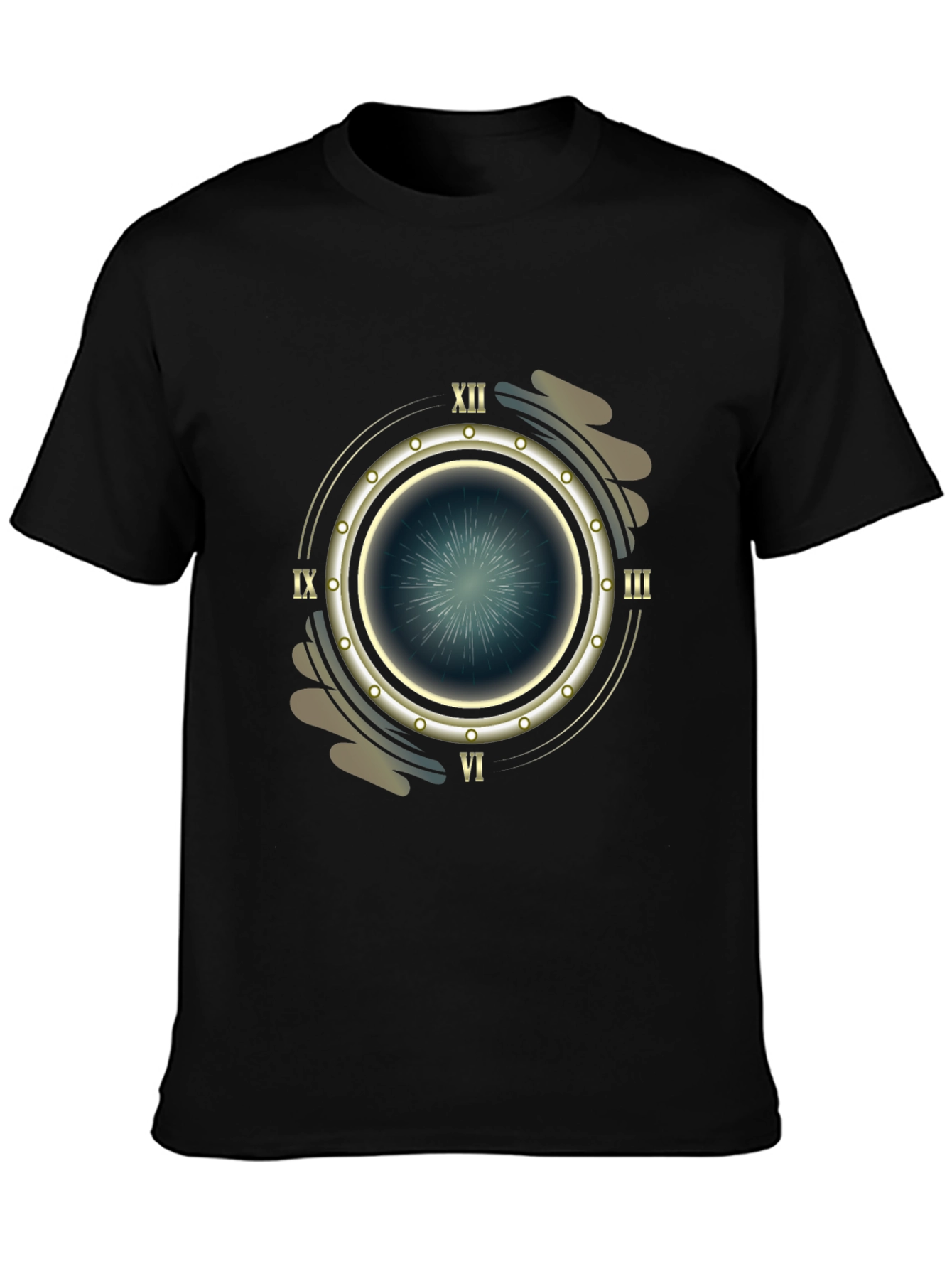 Steampunk Timepiece Graphic Tee - Mens Black T-Shirt