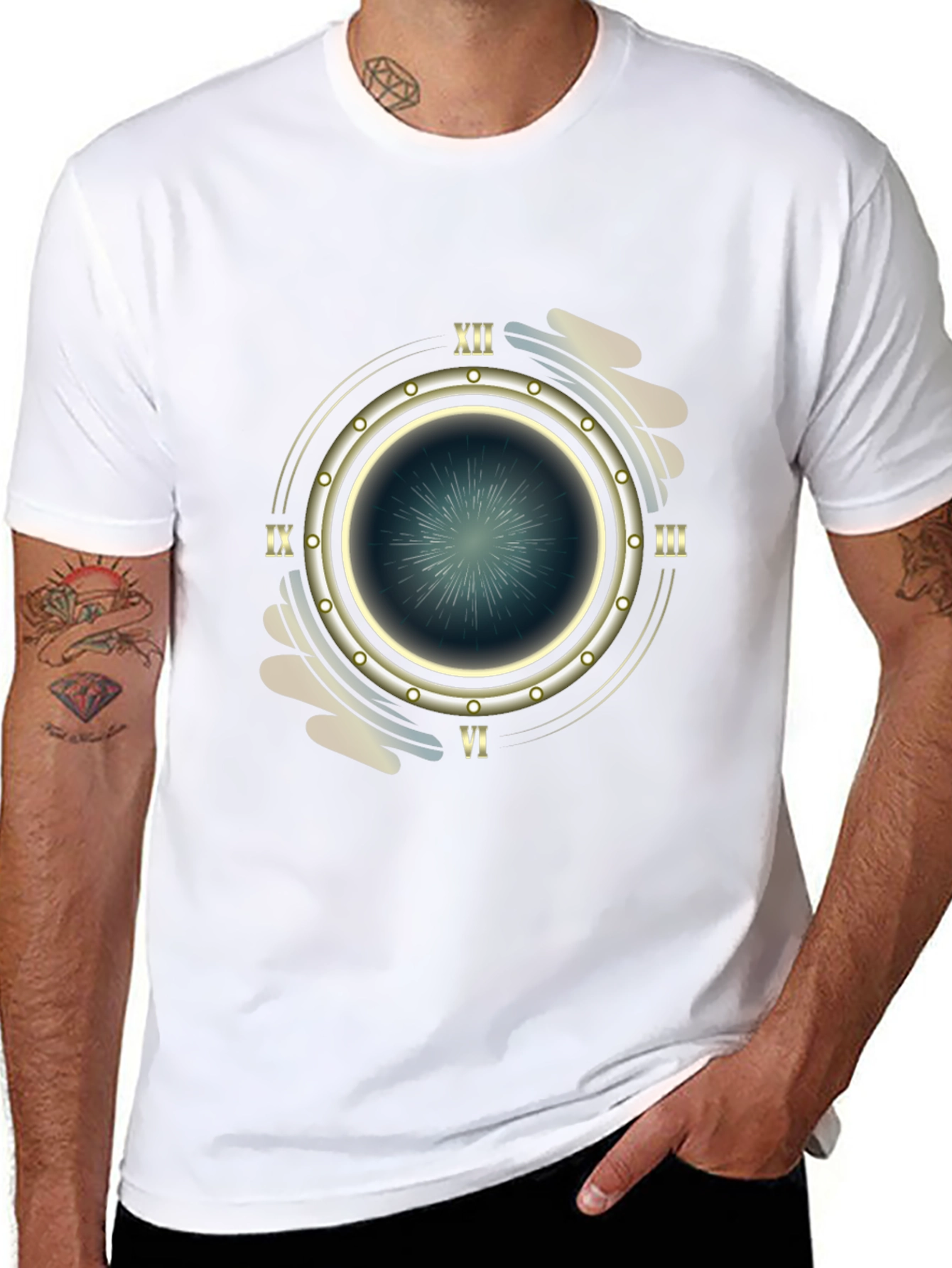 Steampunk Timepiece Graphic Tee - Mens Black T-Shirt