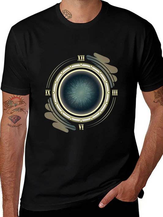 Steampunk Timepiece Graphic Tee - Mens Black T-Shirt