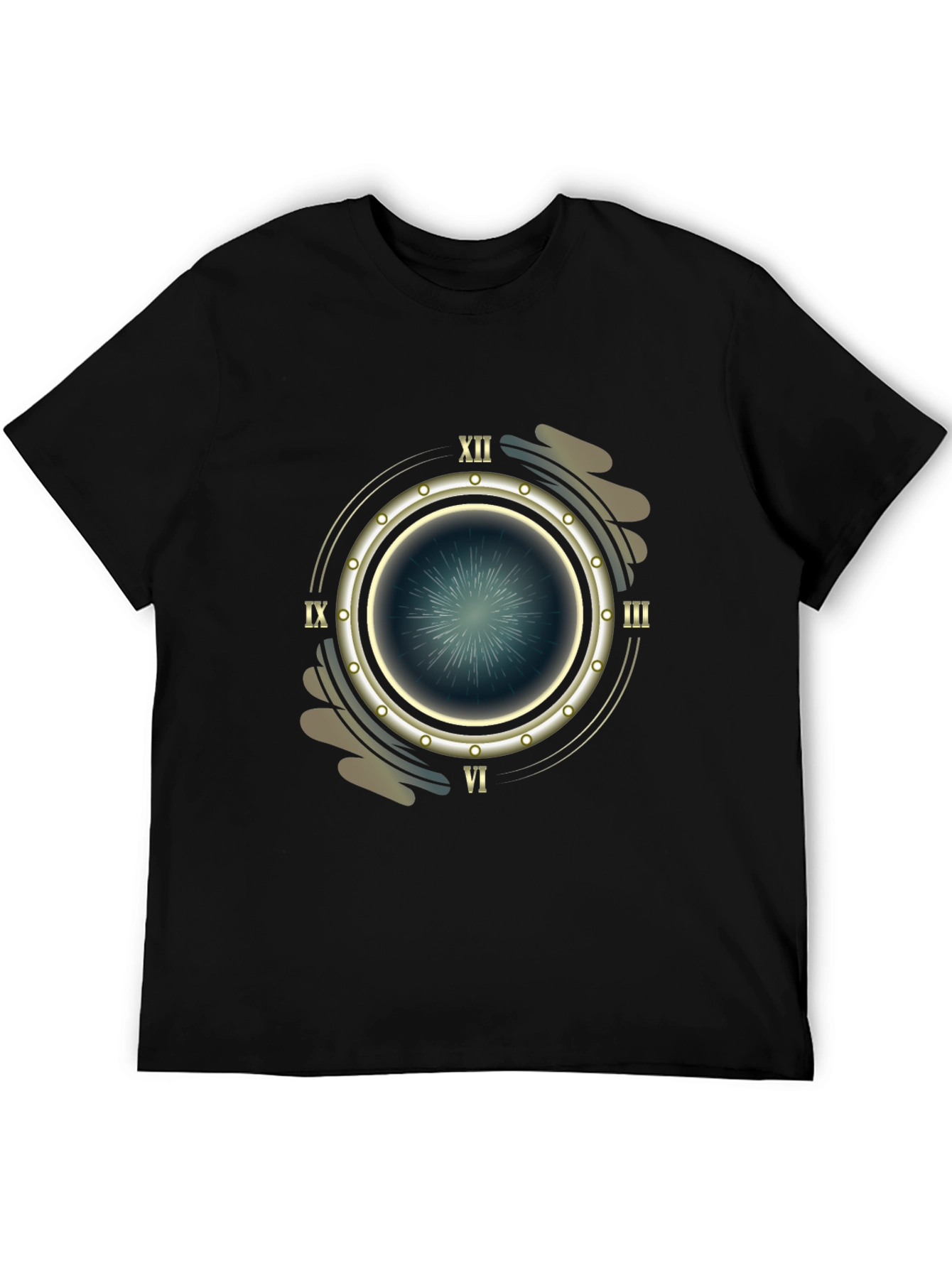 Steampunk Timepiece Graphic Tee - Mens Black T-Shirt