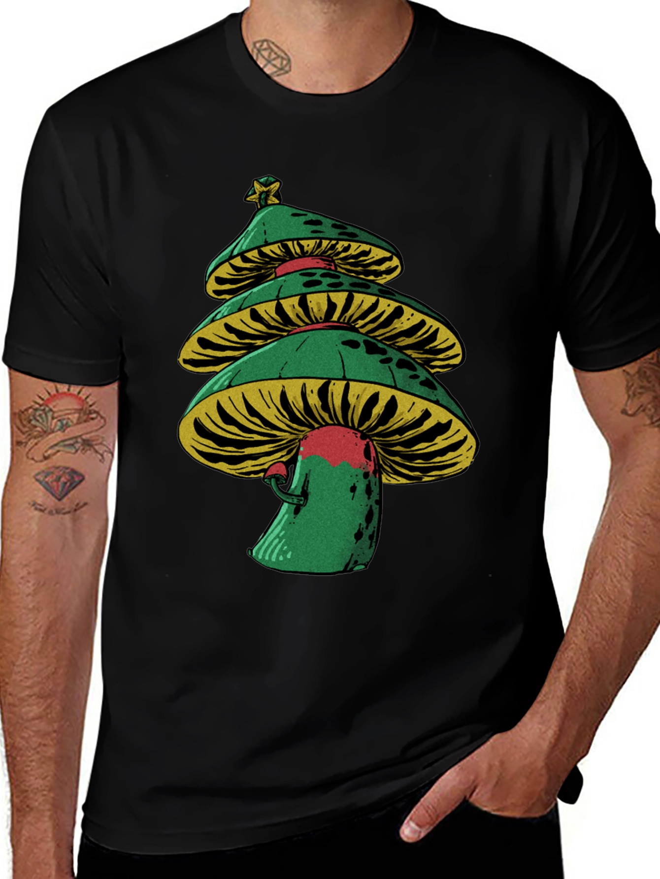 Mushroom Christmas Tree Graphic Tee