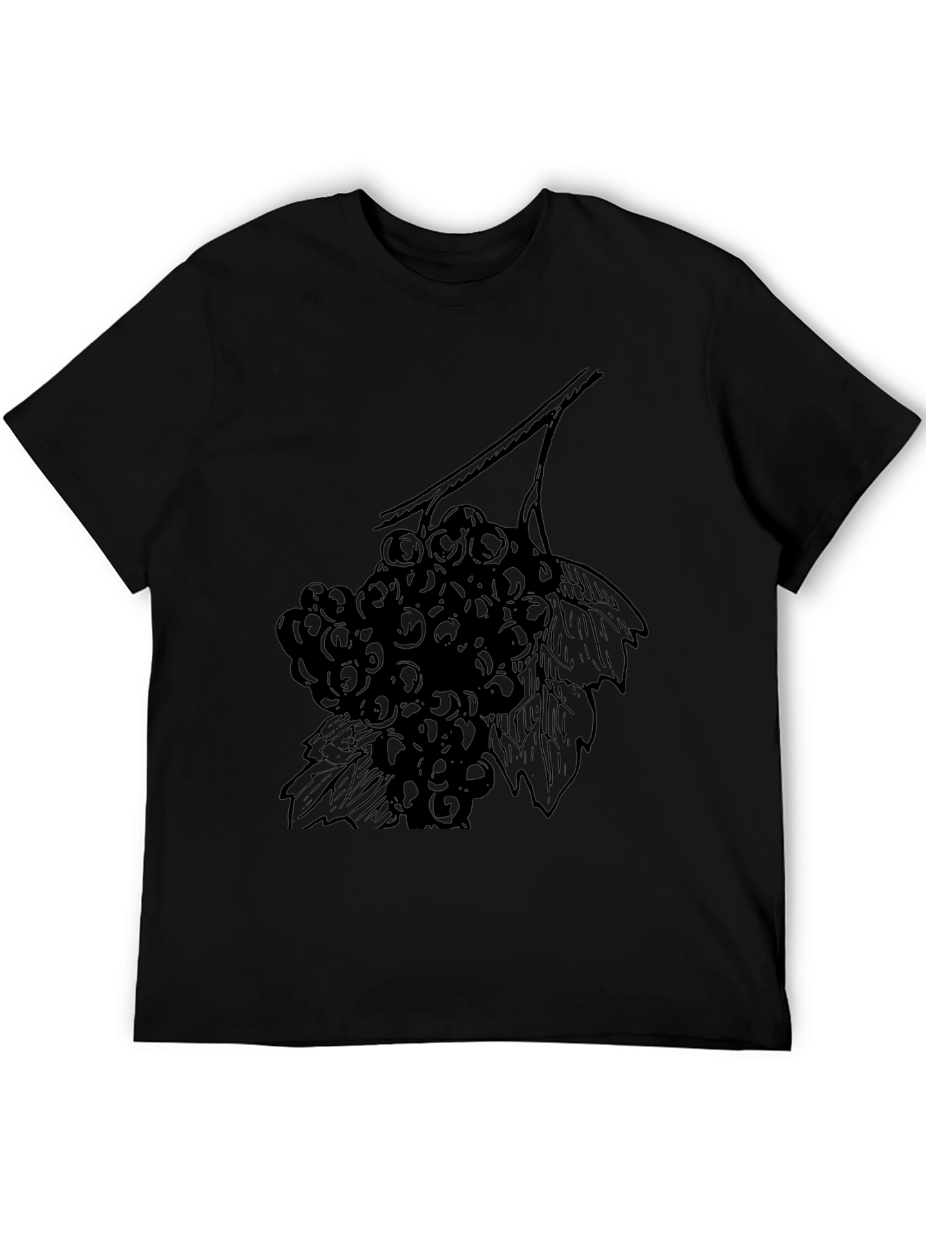 Black T-Shirt with Grape Vine Design