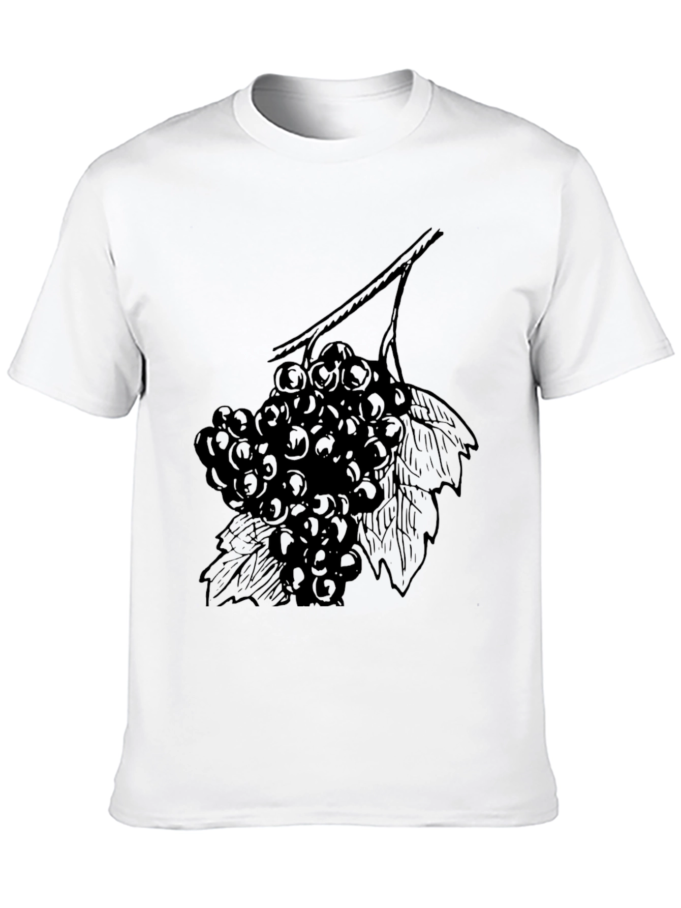 Black T-Shirt with Grape Vine Design