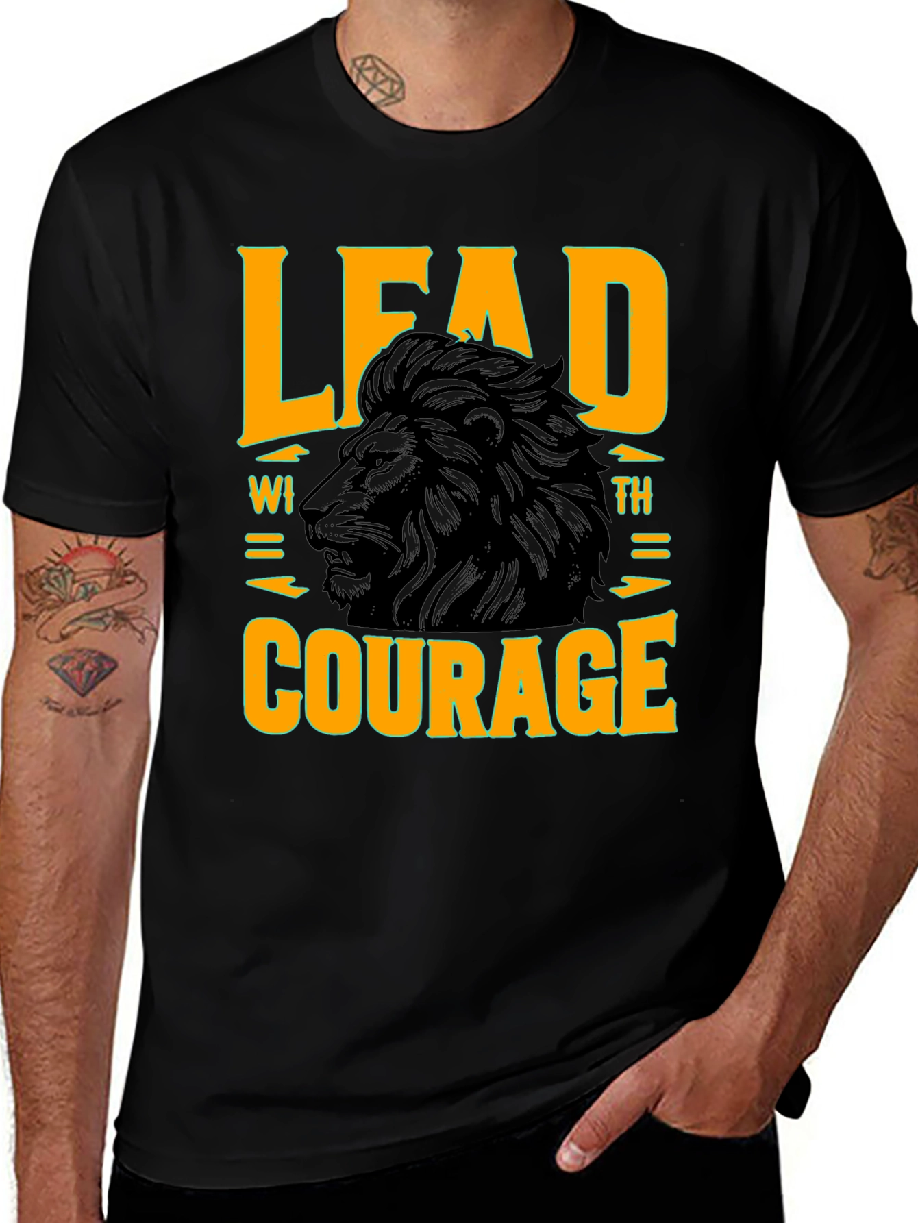 Lead with Courage Lion Graphic T-Shirt