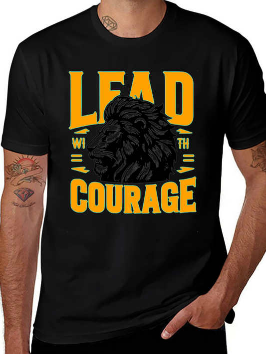 Lead with Courage Lion Graphic T-Shirt