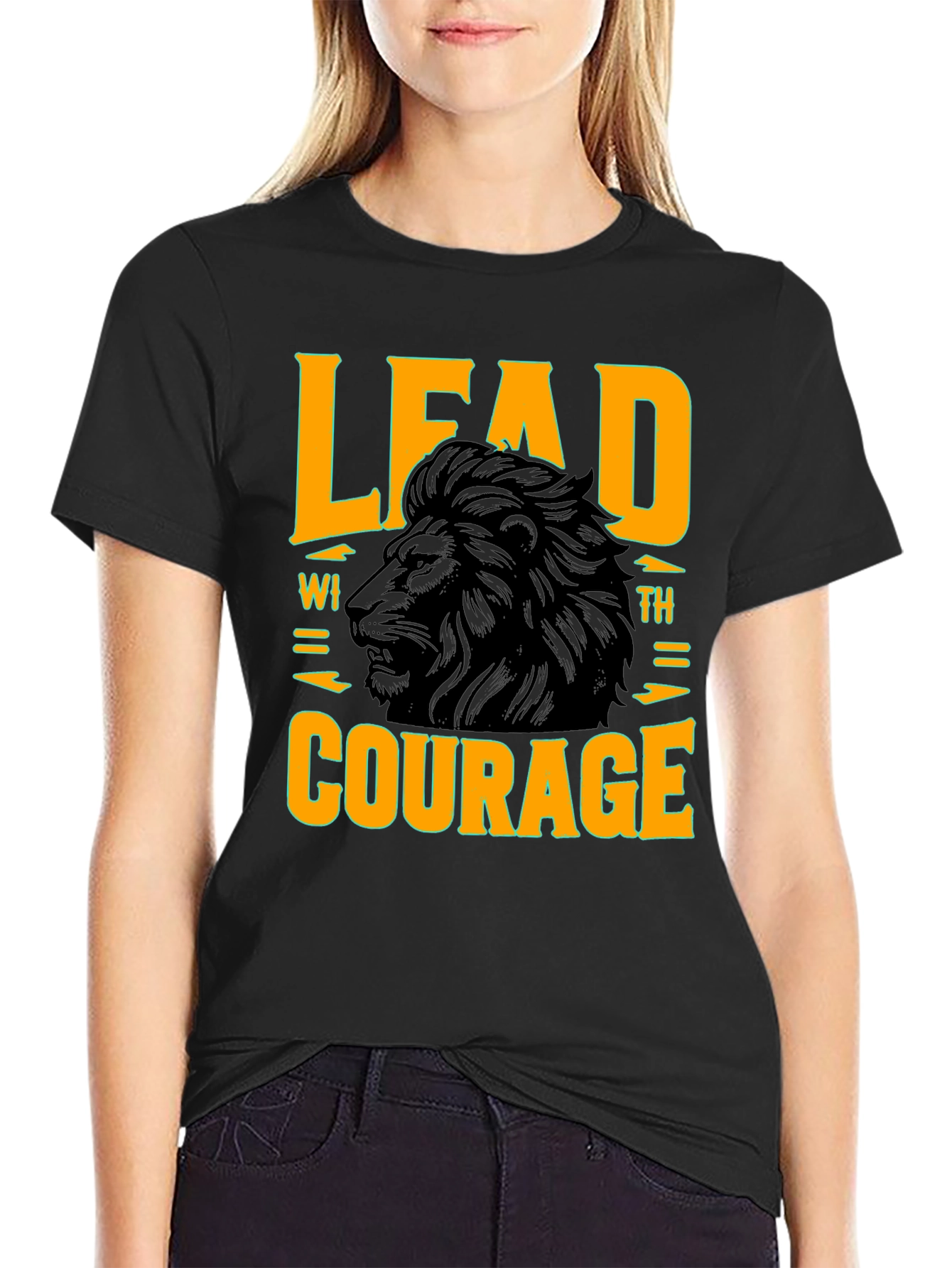 Lead with Courage Lion Graphic T-Shirt