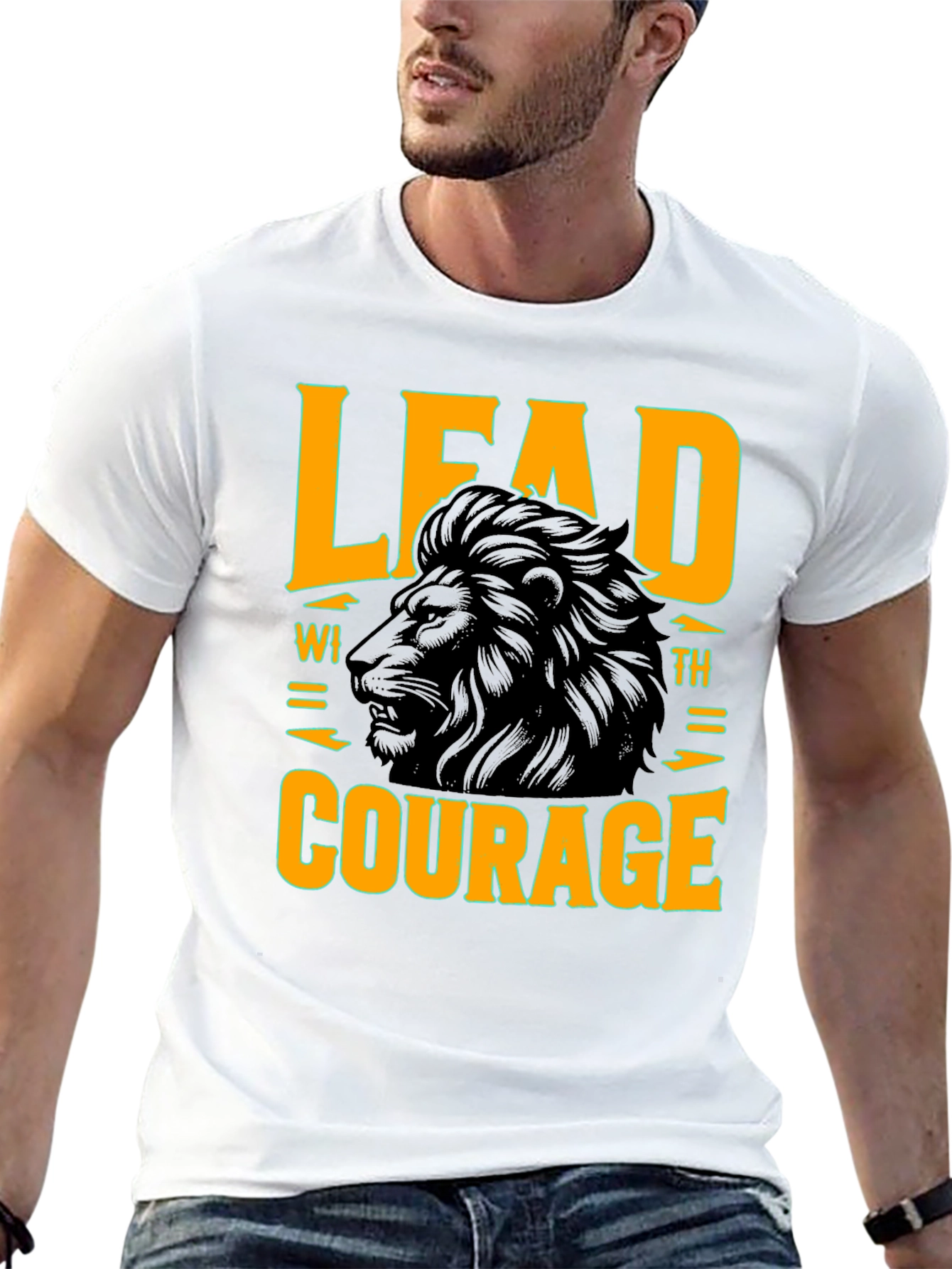 Lead with Courage Lion Graphic T-Shirt
