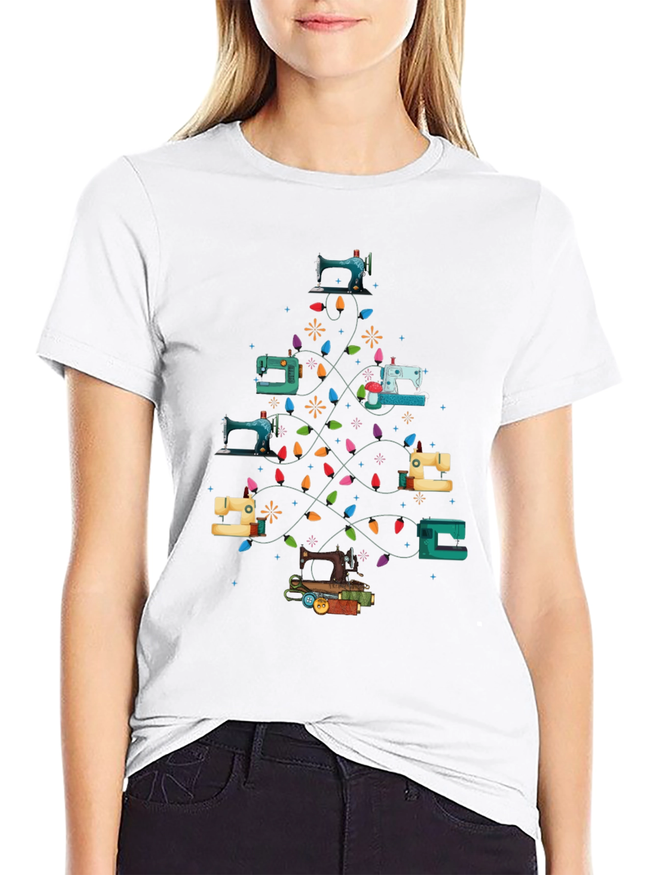 Sewing Machine Christmas Tree T-Shirt