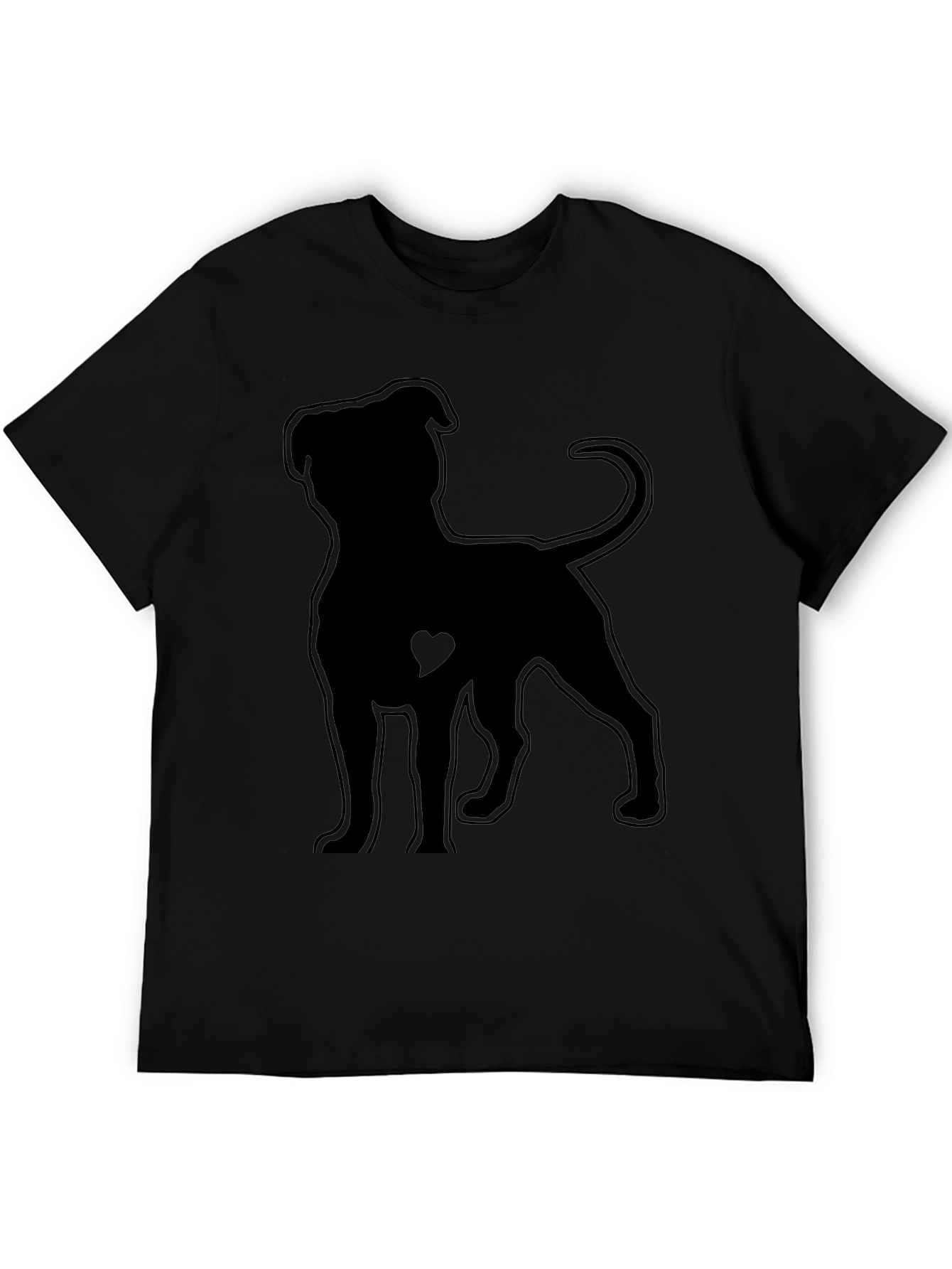 Pitbull Heart Silhouette Black T-Shirt