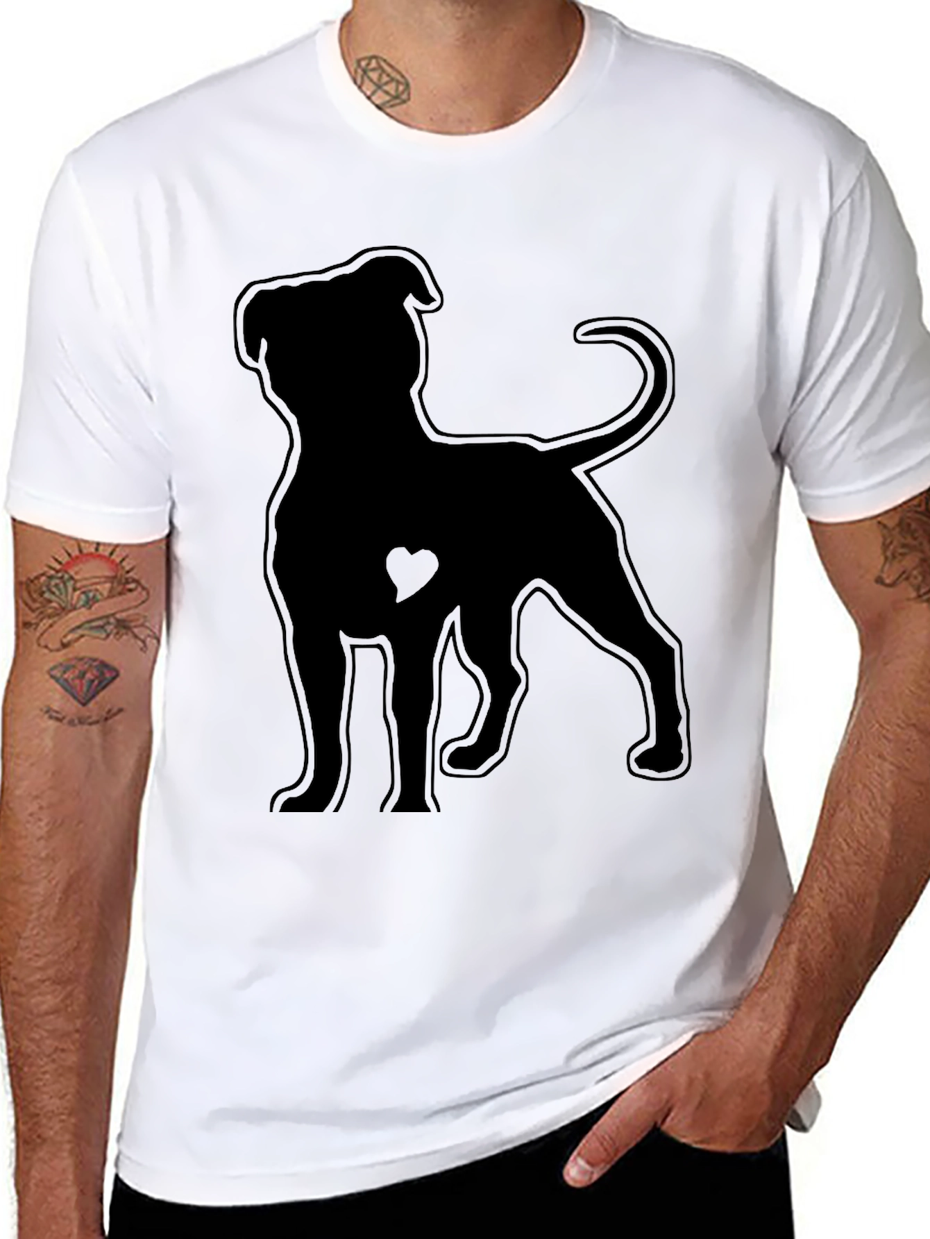 Pitbull Heart Silhouette Black T-Shirt