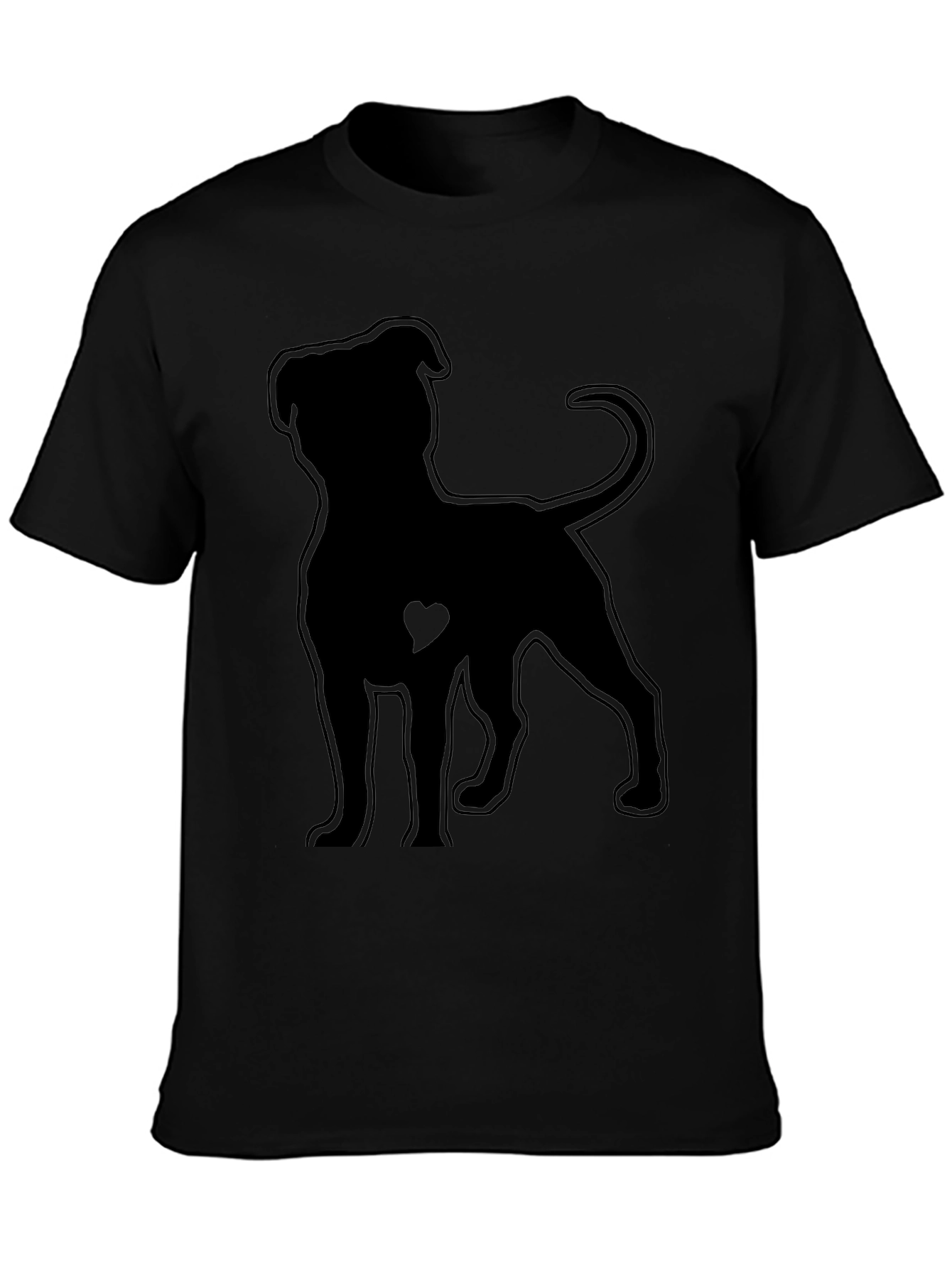 Pitbull Heart Silhouette Black T-Shirt