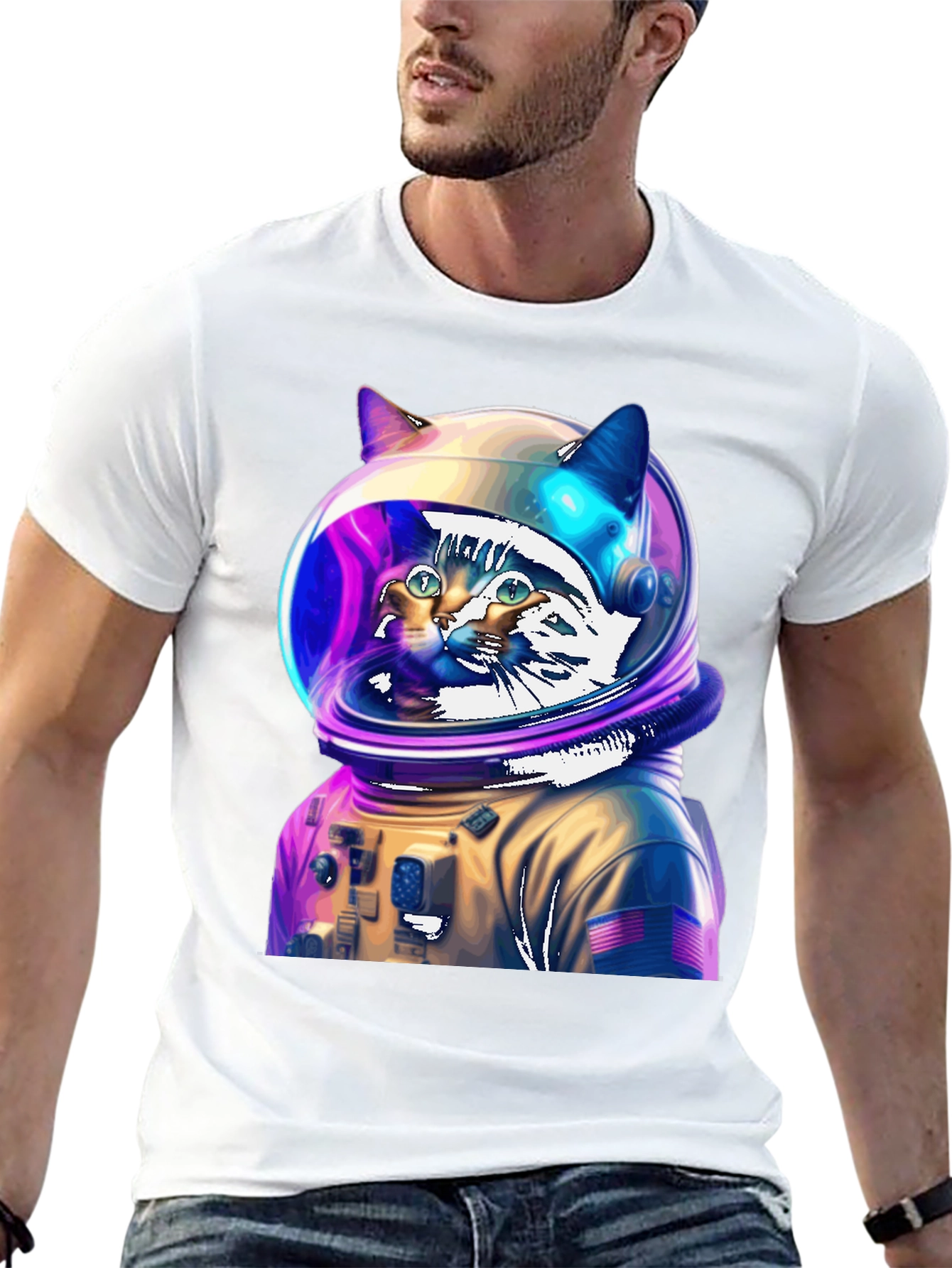 Cat Astronaut T-Shirt - Space Explorer Design